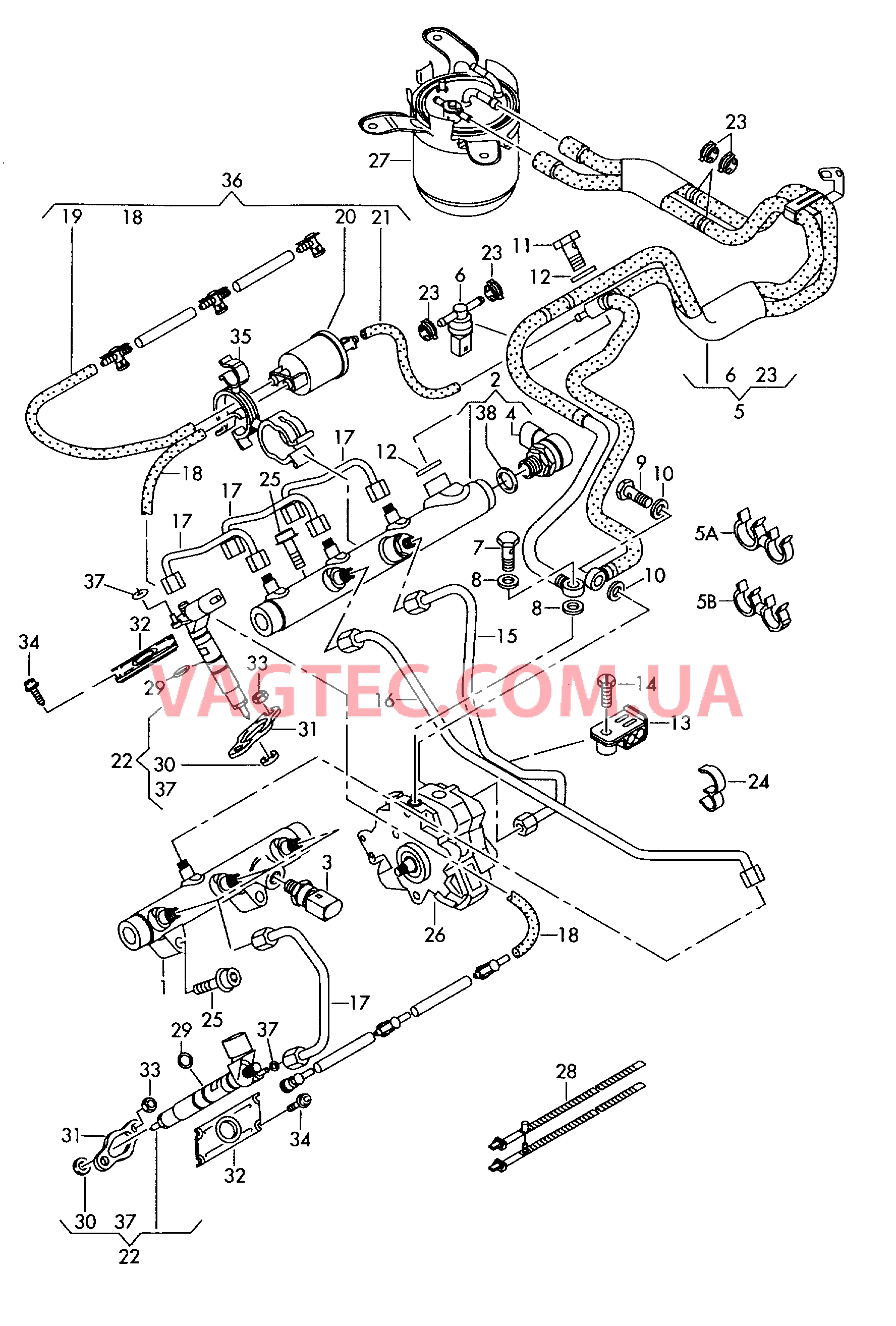Распределитель топлива Форсунка Нагнетательная труба  для AUDI A4Q 2005-1