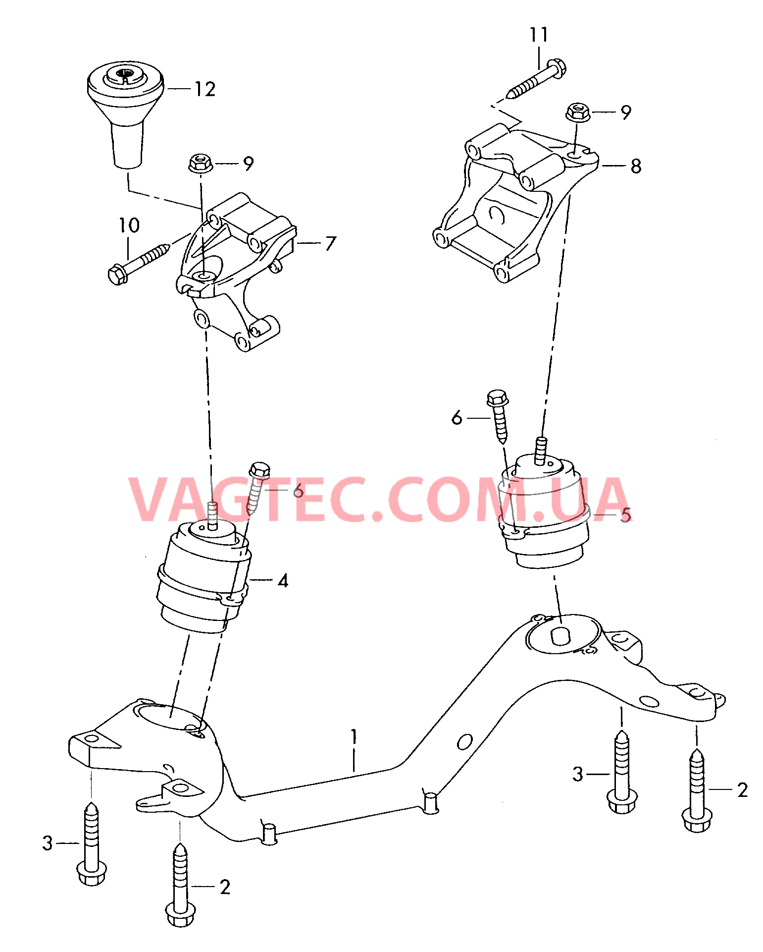 Детали крепления для двигателя и КП  для AUDI Q7 2009