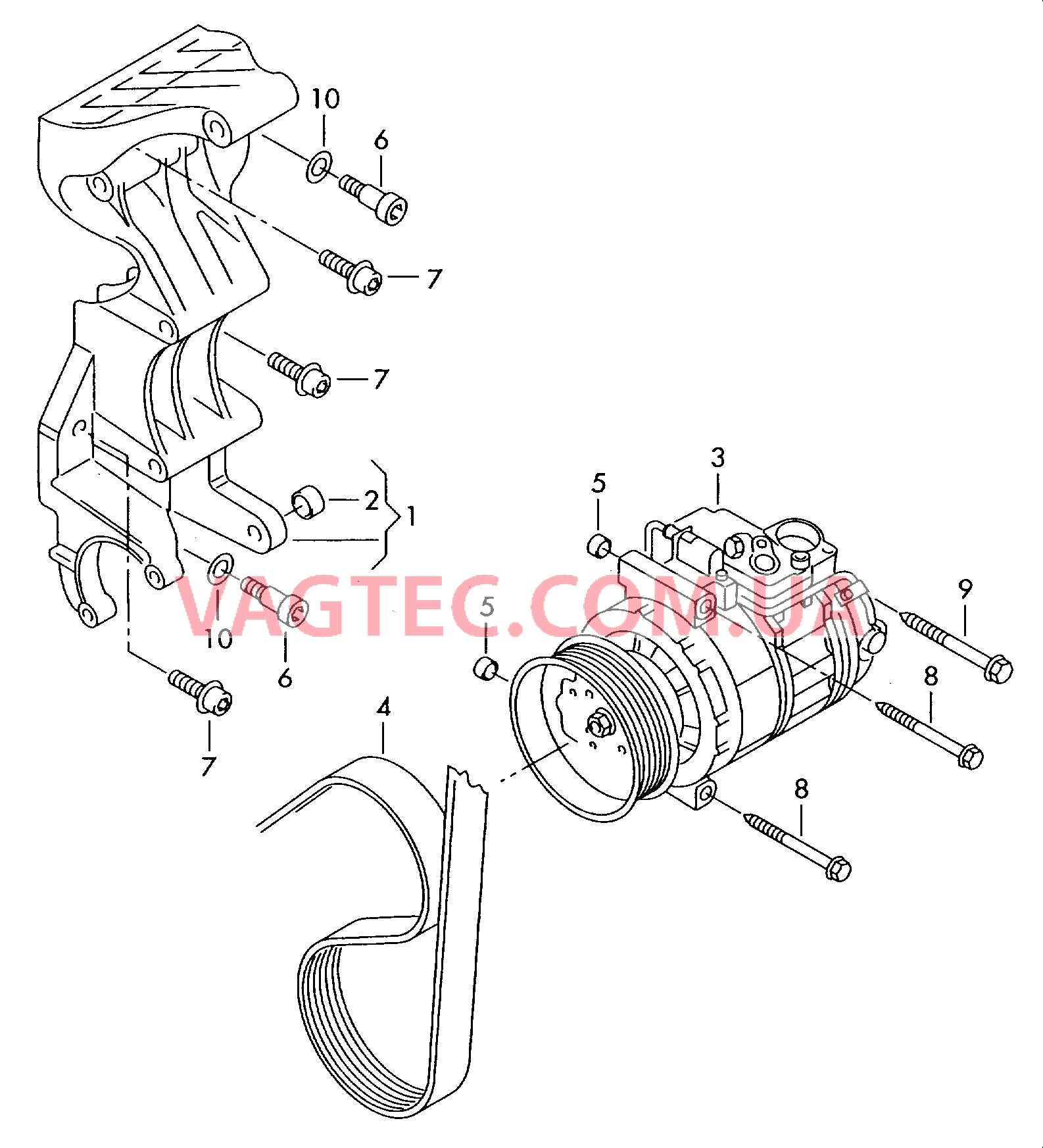 Компрессор климатической уст. Детали соединительные и крепежные для компрессора  для VOLKSWAGEN Touareg 2007-1