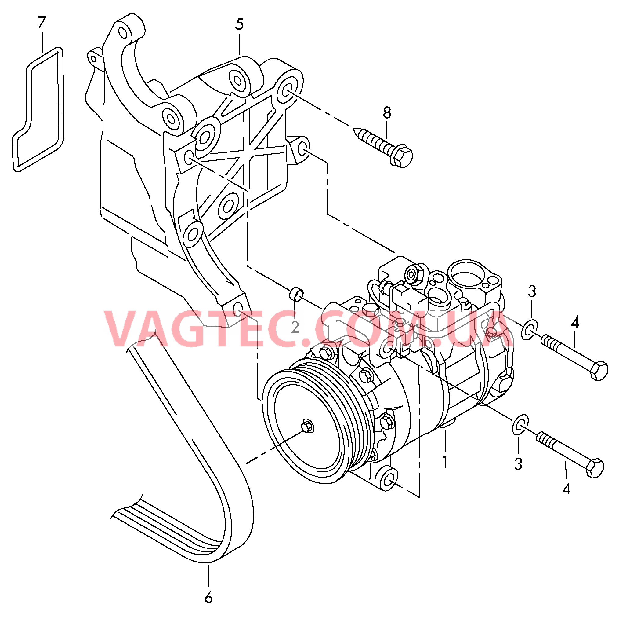 Компрессор климатической уст. Детали соединительные и крепежные для компрессора  для VOLKSWAGEN Touareg 2006