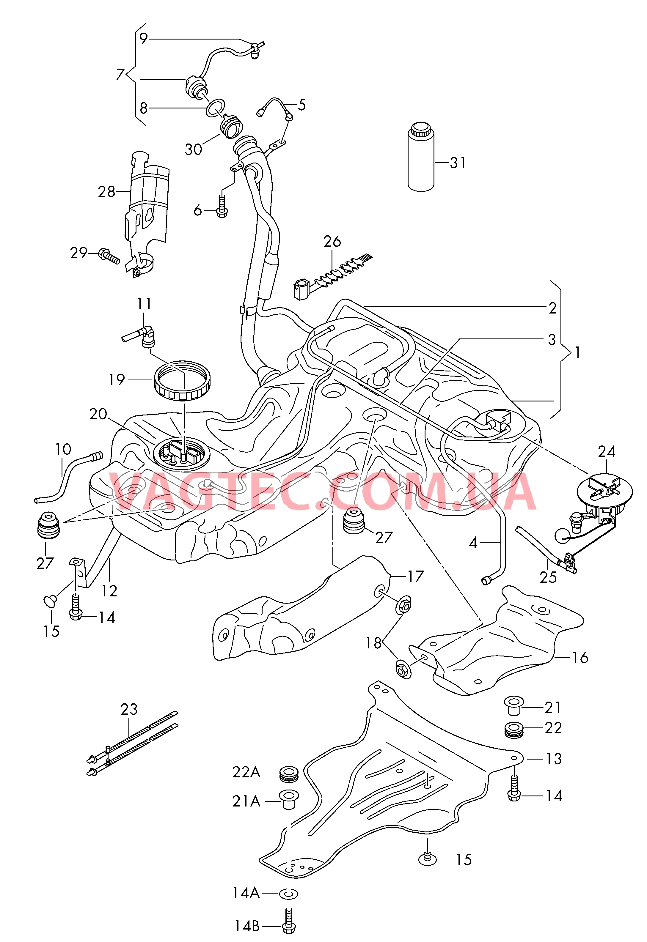 Бак, топливный  D N 25.05.2009>> для AUDI A4Q 2011