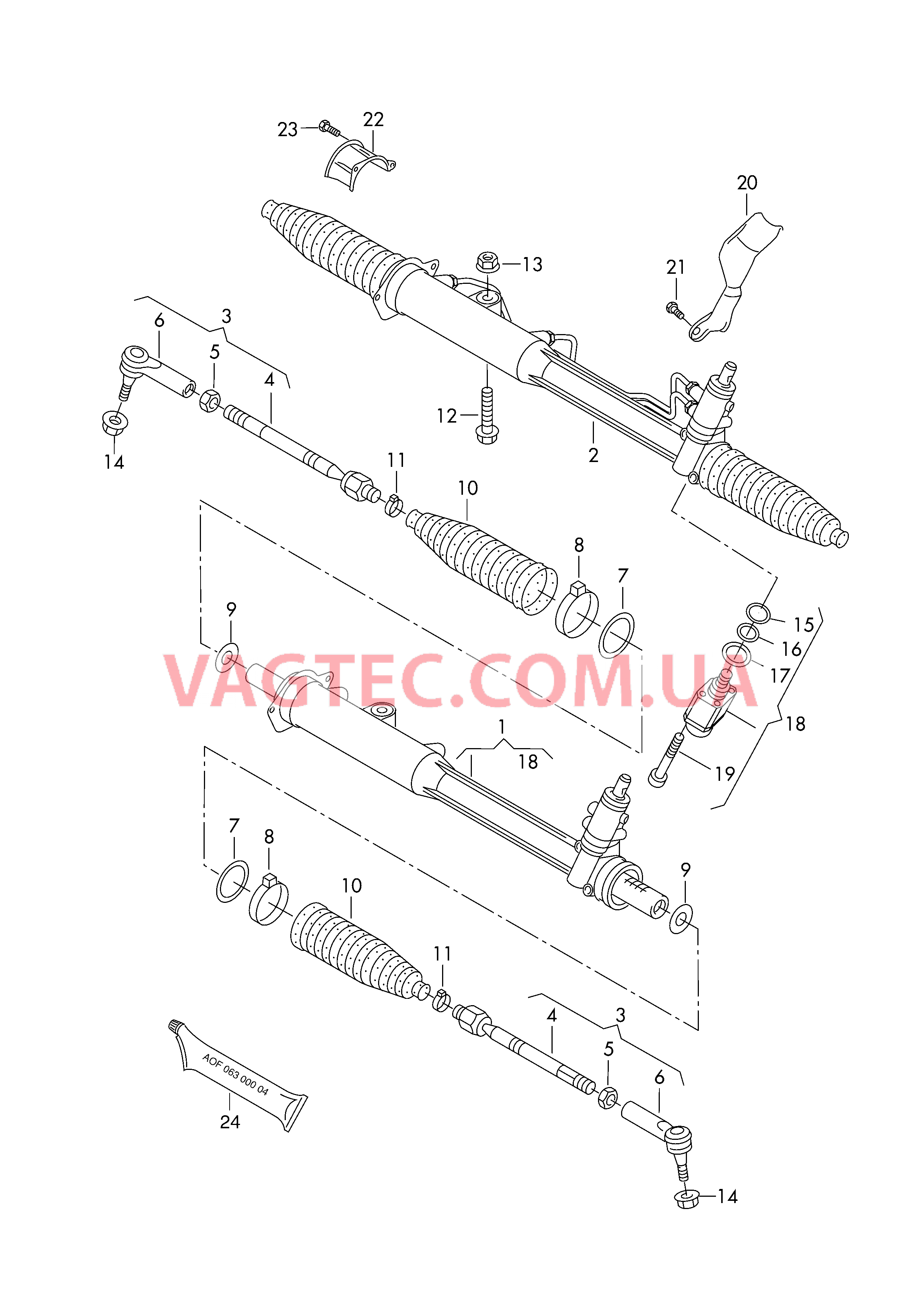 Рулевой механизм с усилителем  F             >> 4L-7-019 400* для AUDI Q7 2009