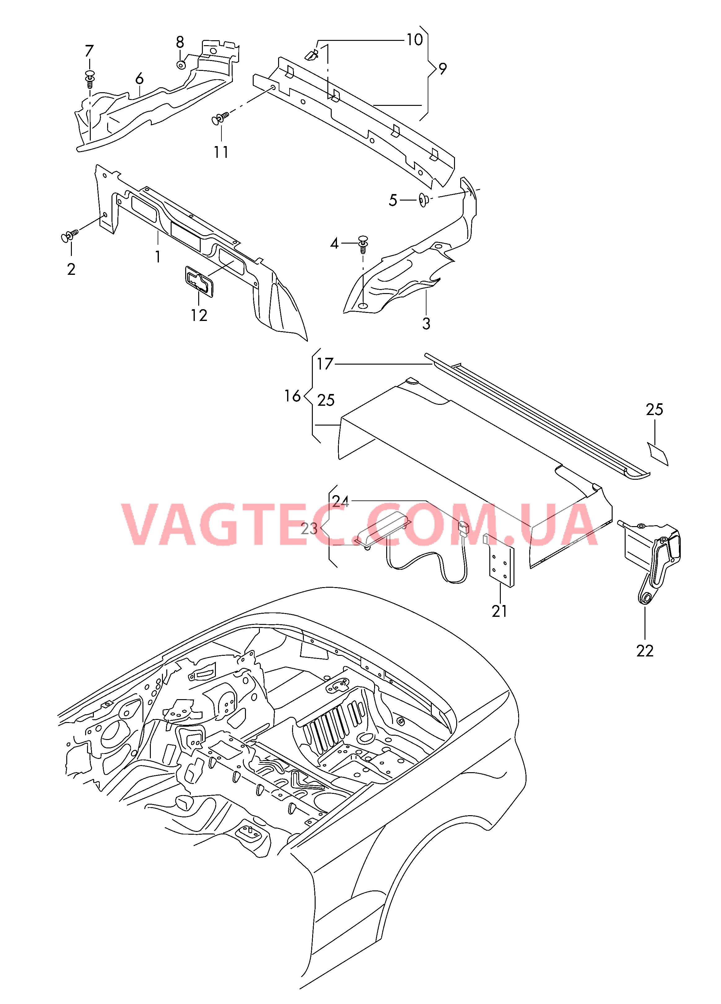 Обивка короба складной крыши  Пол отсека складной крыши, с регулировкой высоты  для AUDI RS5C 2013