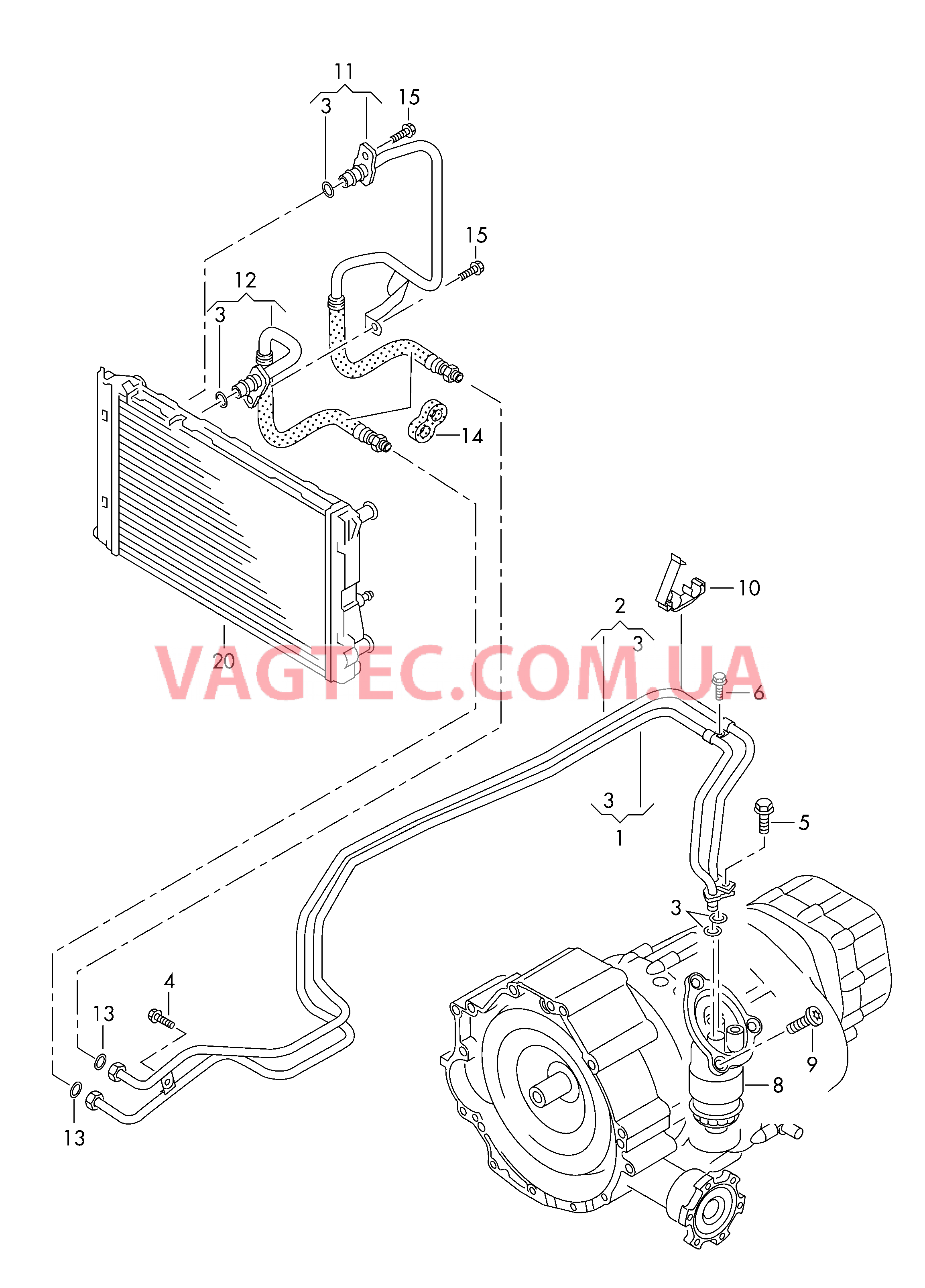 Напорный маслопровод для охлаждения масла коробки передач  для бесступенчатой АКП  для AUDI A5 2009