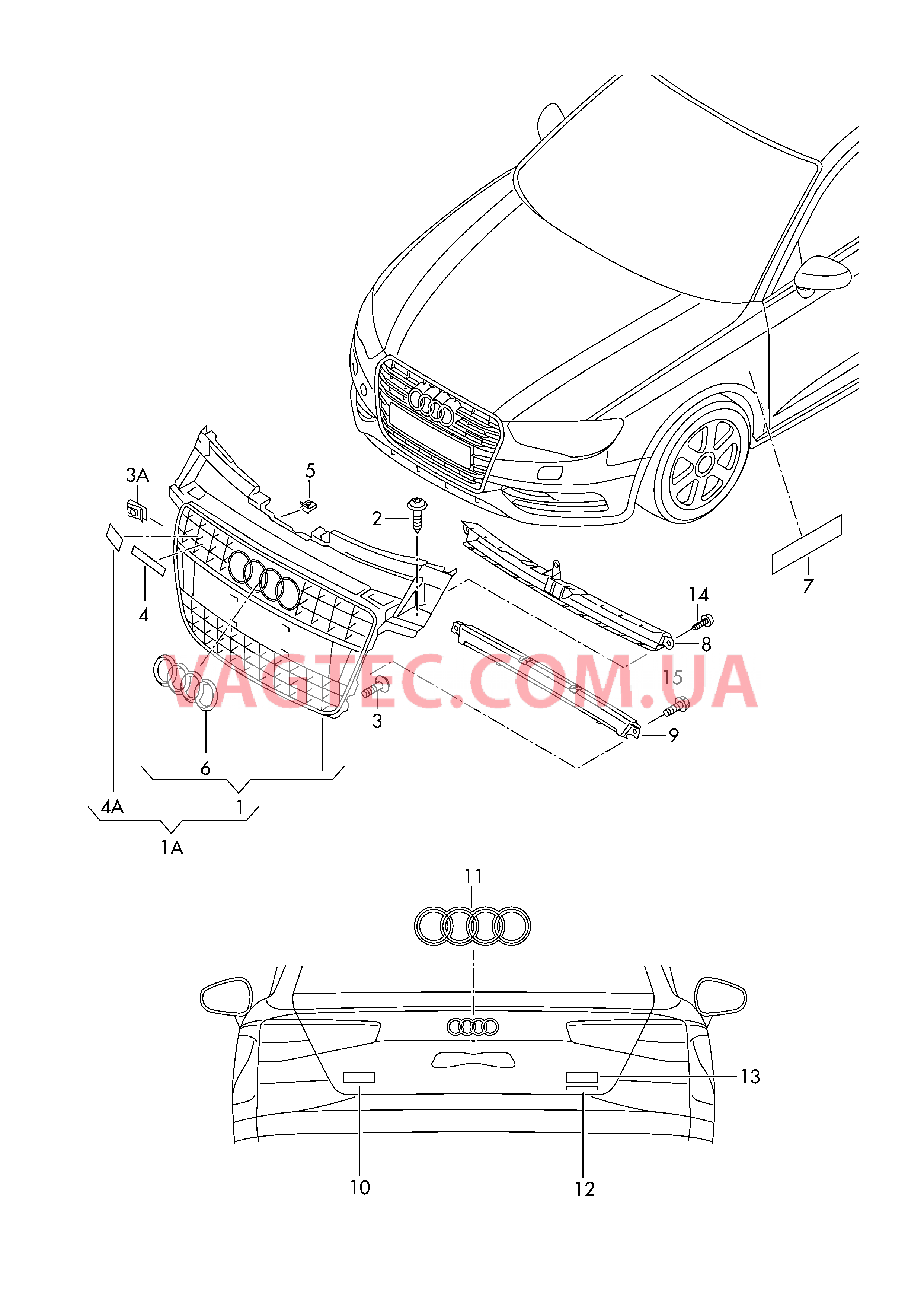 Решётка радиатора Надписи  для AUDI A5 2017