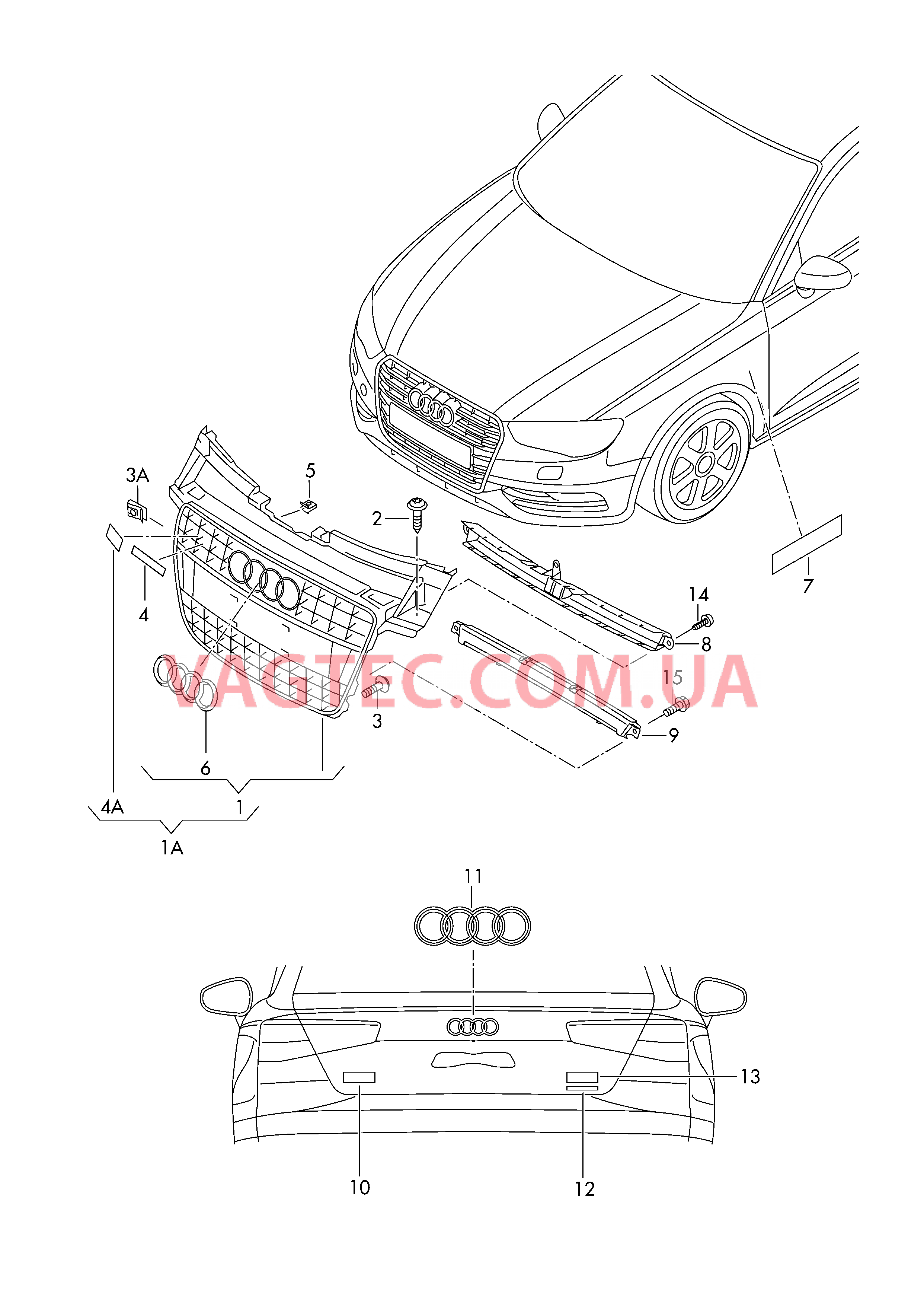 Решётка радиатора Надписи  для AUDI A5 2016