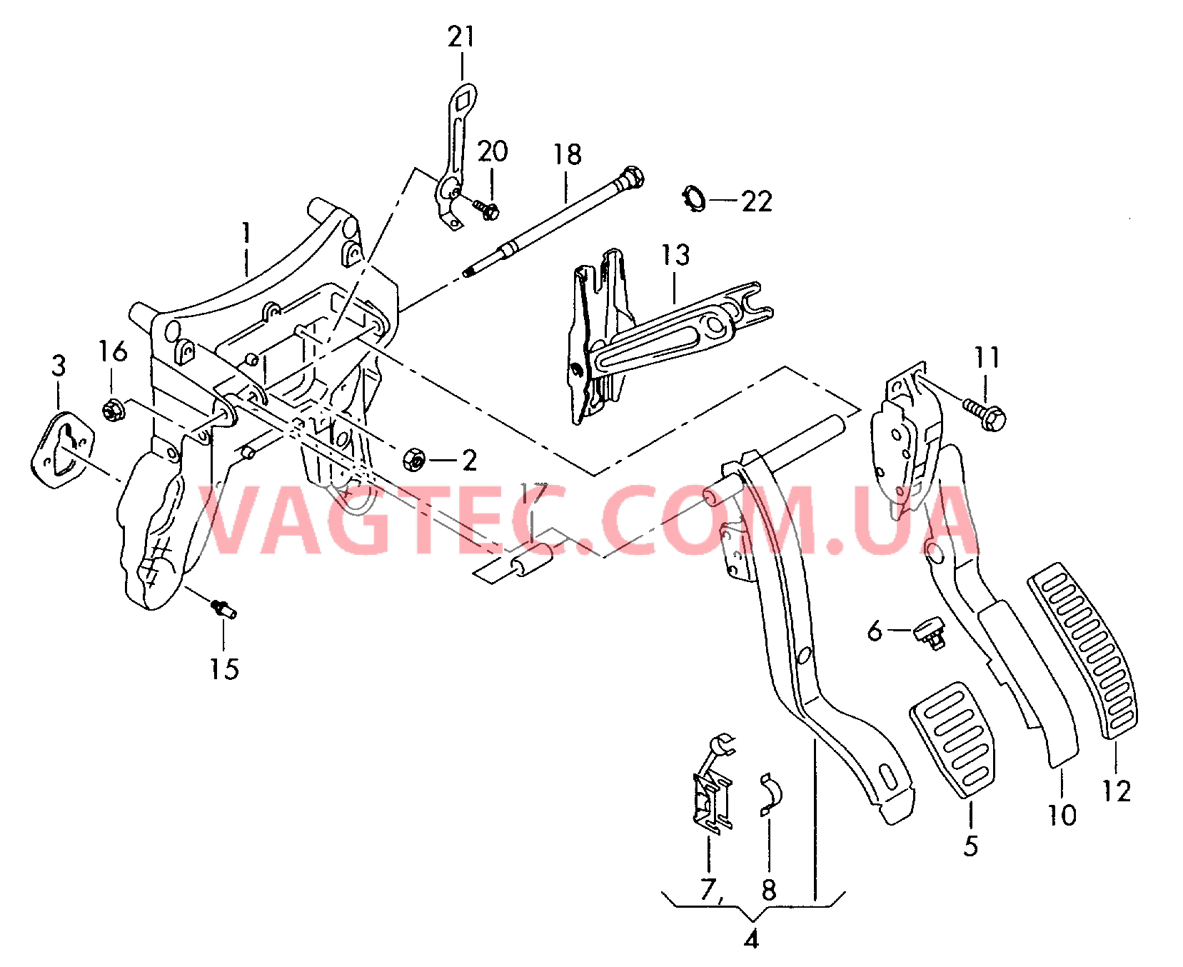 Педальный механизм привода тормозного механизма и сцепления  Педаль акселератора с электронным модулем  для AUDI Q7 2013