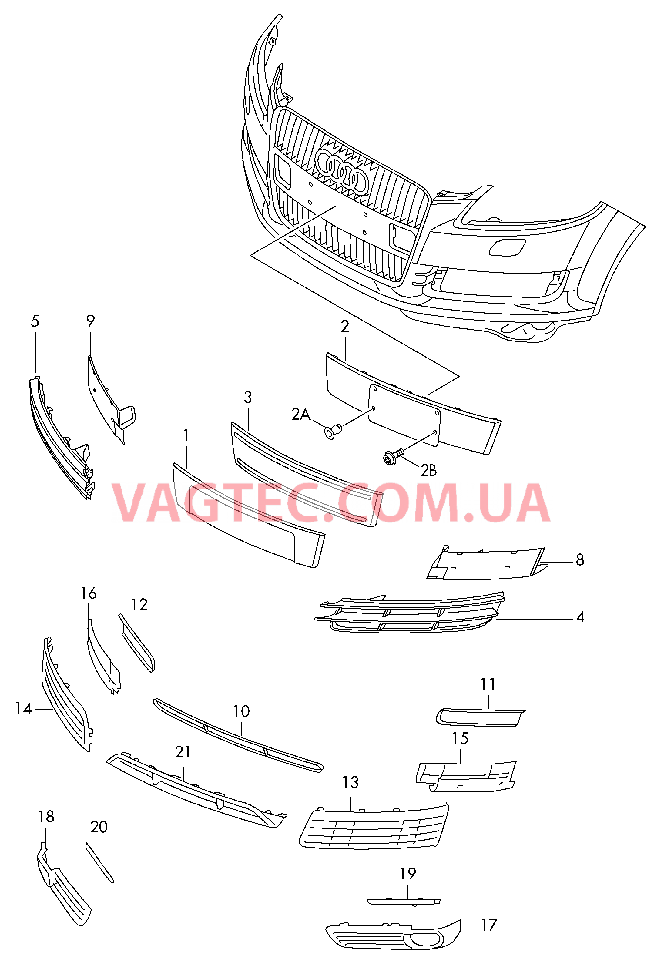 Кронштейн номерного знака Решетка, воздухонаправляющая  для AUDI Q7 2007