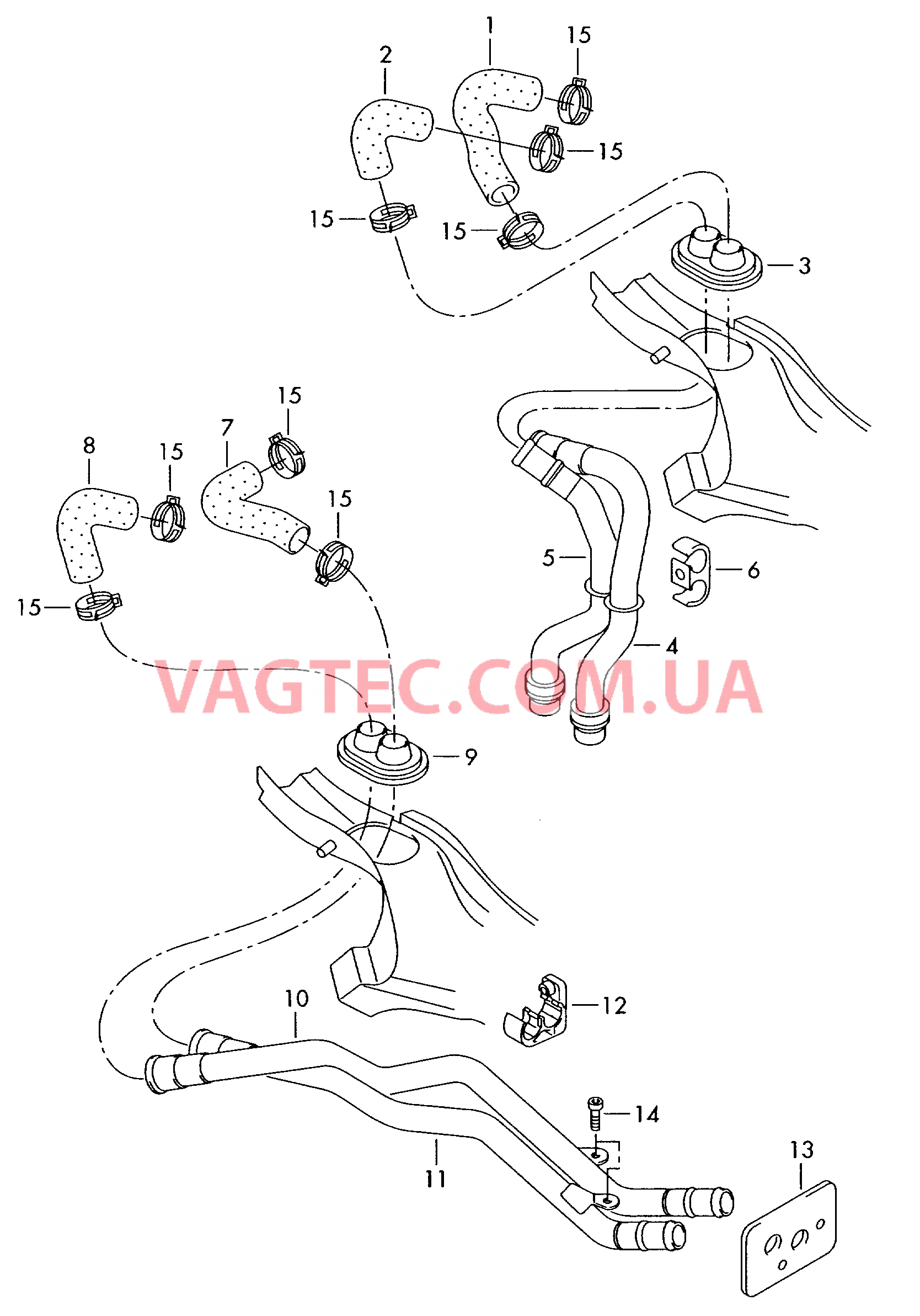 Шланги ОЖ и трубки  для VOLKSWAGEN Touareg 2007-1