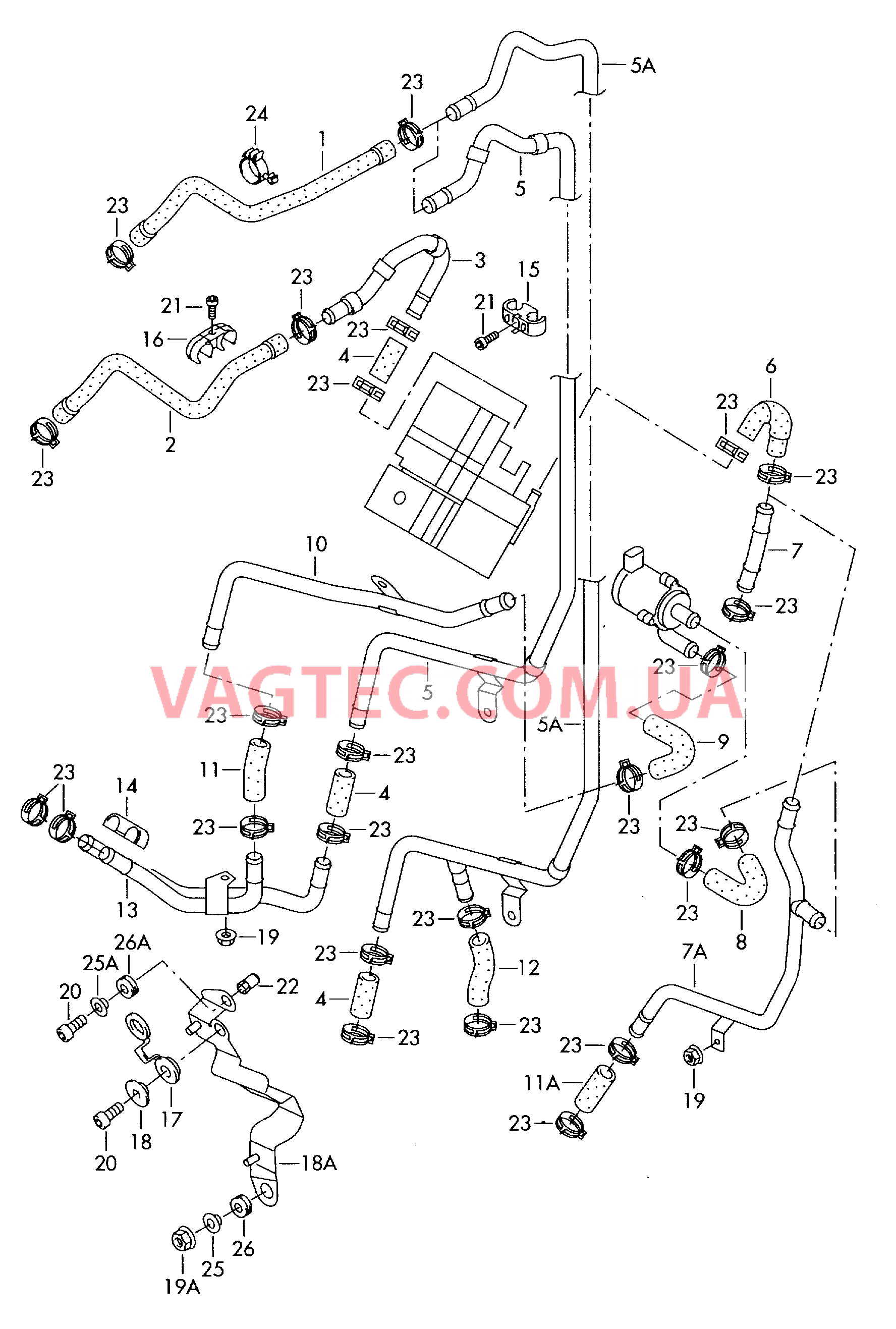 Отопление Шланги ОЖ и трубки  для VOLKSWAGEN Touareg 2008