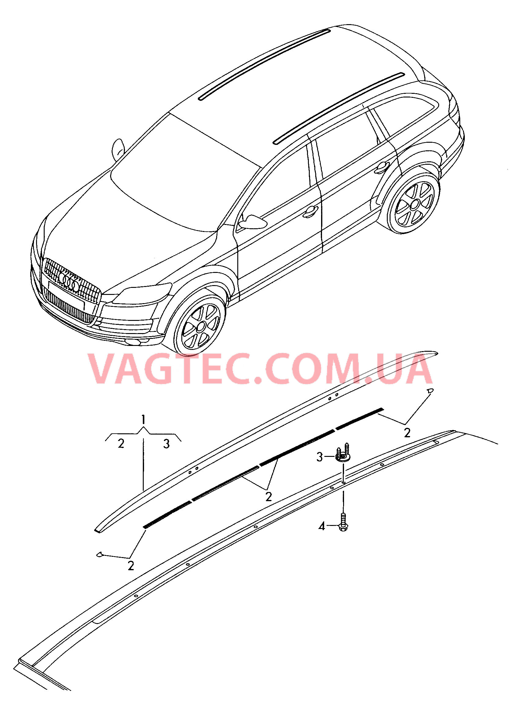 Релинг на крыше  для AUDI Q7 2009