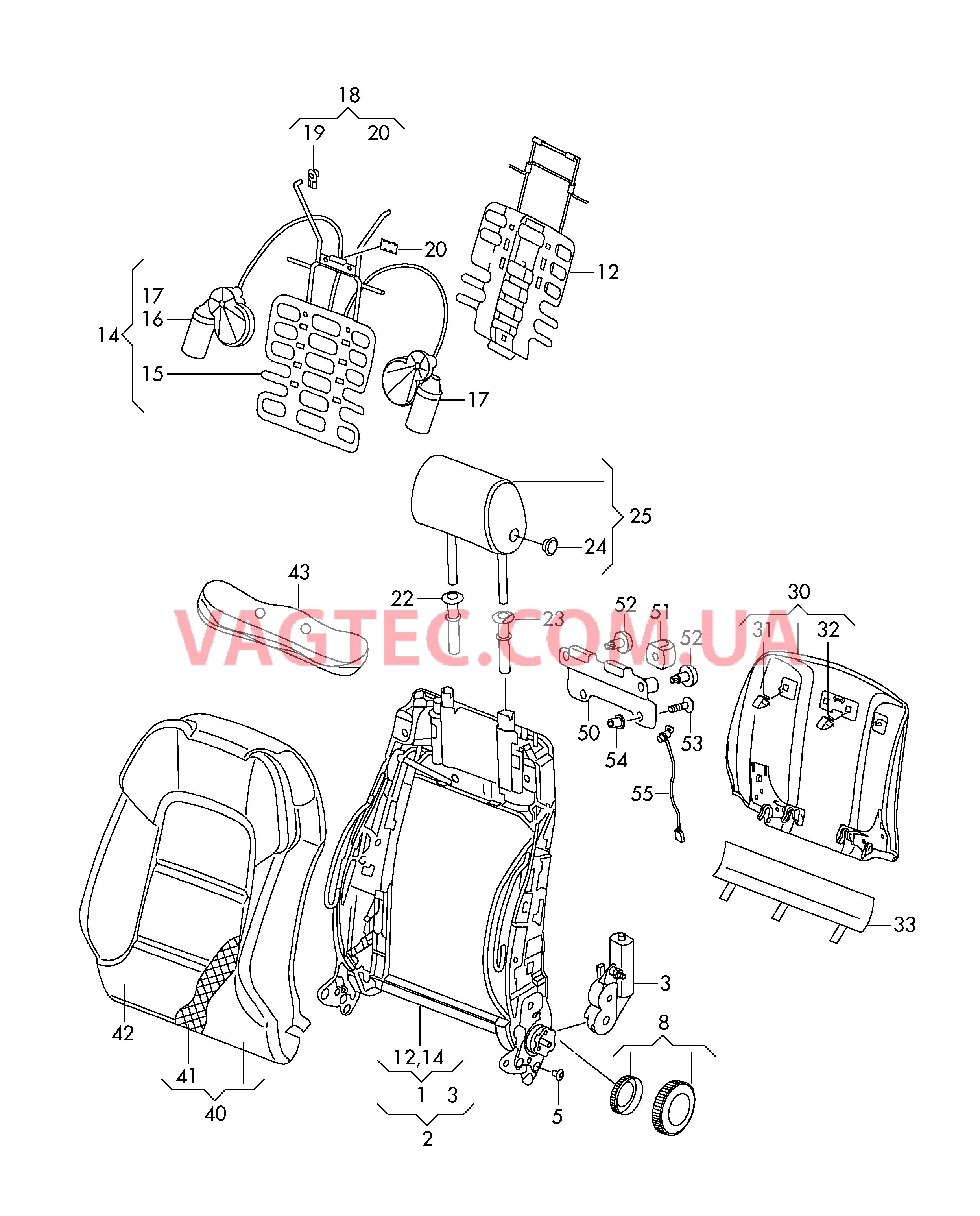 Каркас спинки Подголовник  для AUDI A4Q 2006