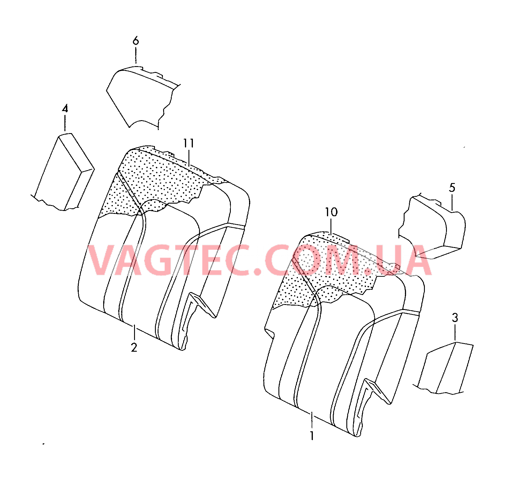 Набивка спинки чехлы спинок сидений для а/м с одноместными сиденьями  для AUDI Q7 2009