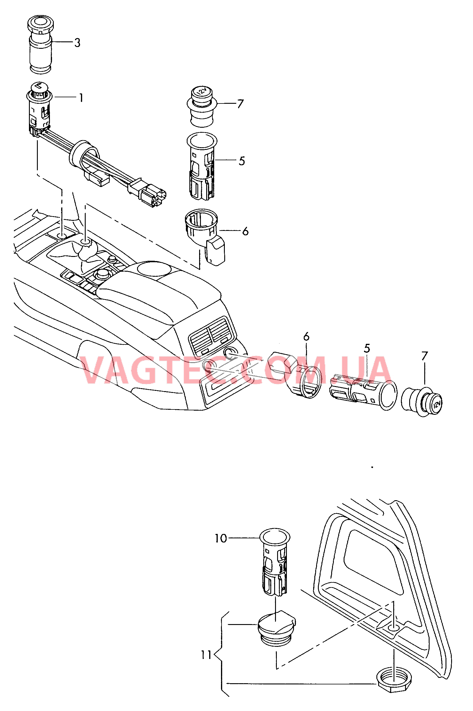 Прикуриватель Штепсельный разъем  для AUDI Q7 2009