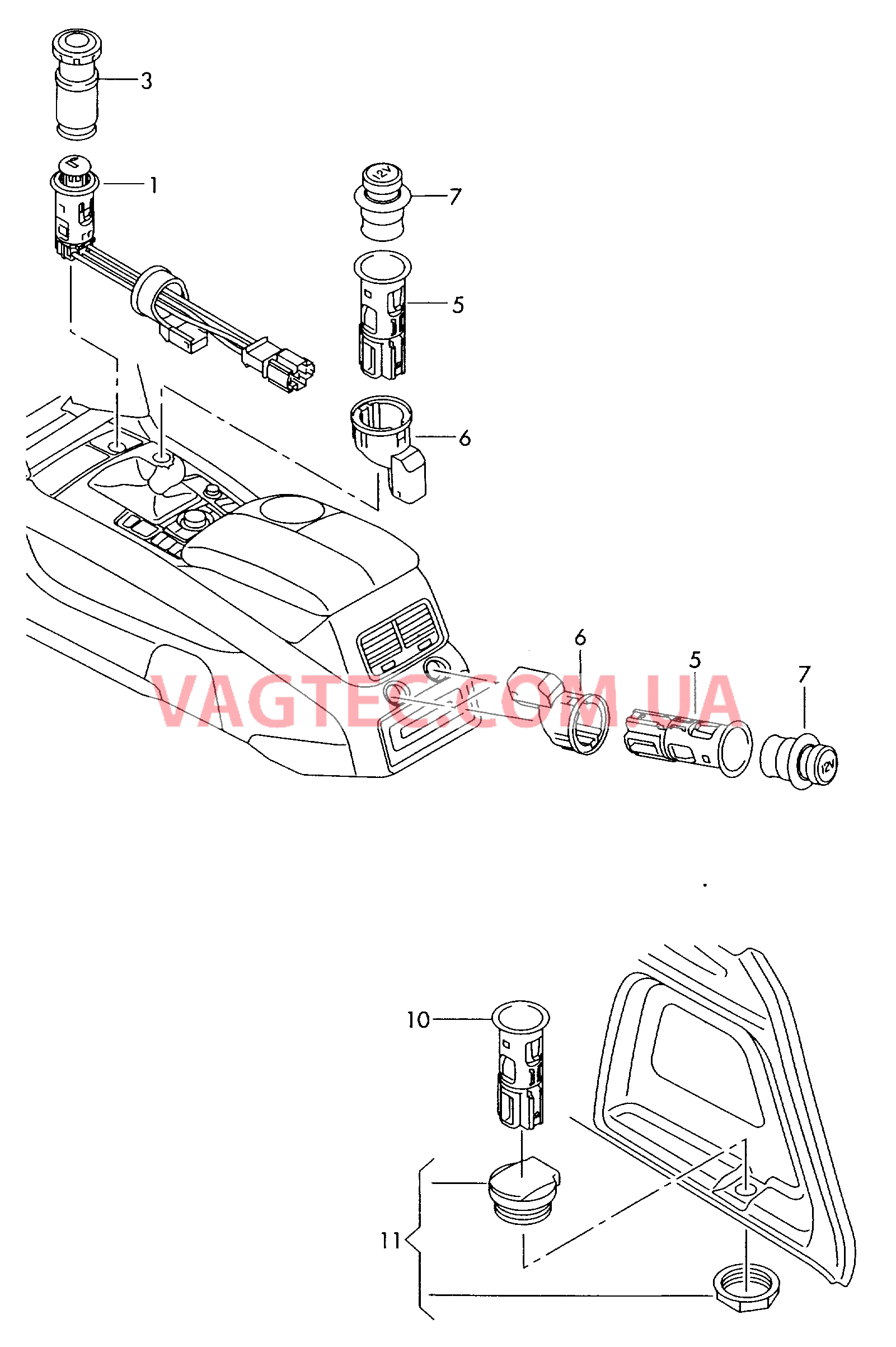 Прикуриватель Штепсельный разъем  для AUDI Q7 2011