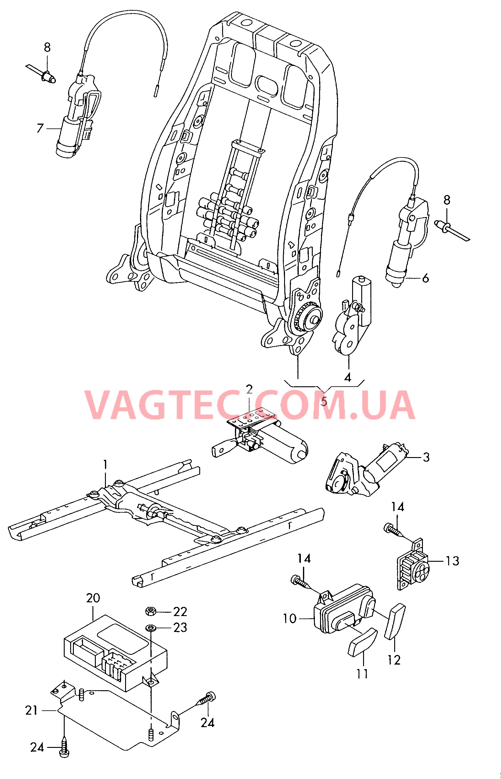 Электрические компоненты регулировки сиденья и спинки  для AUDI A4 2003