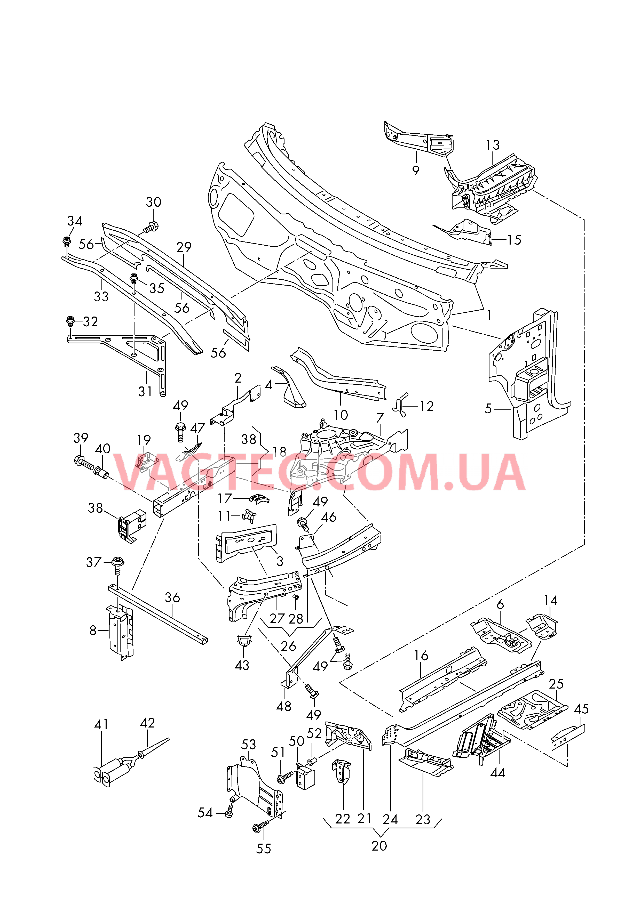 Передняя часть кузова Лонжерон  для AUDI Q7 2017