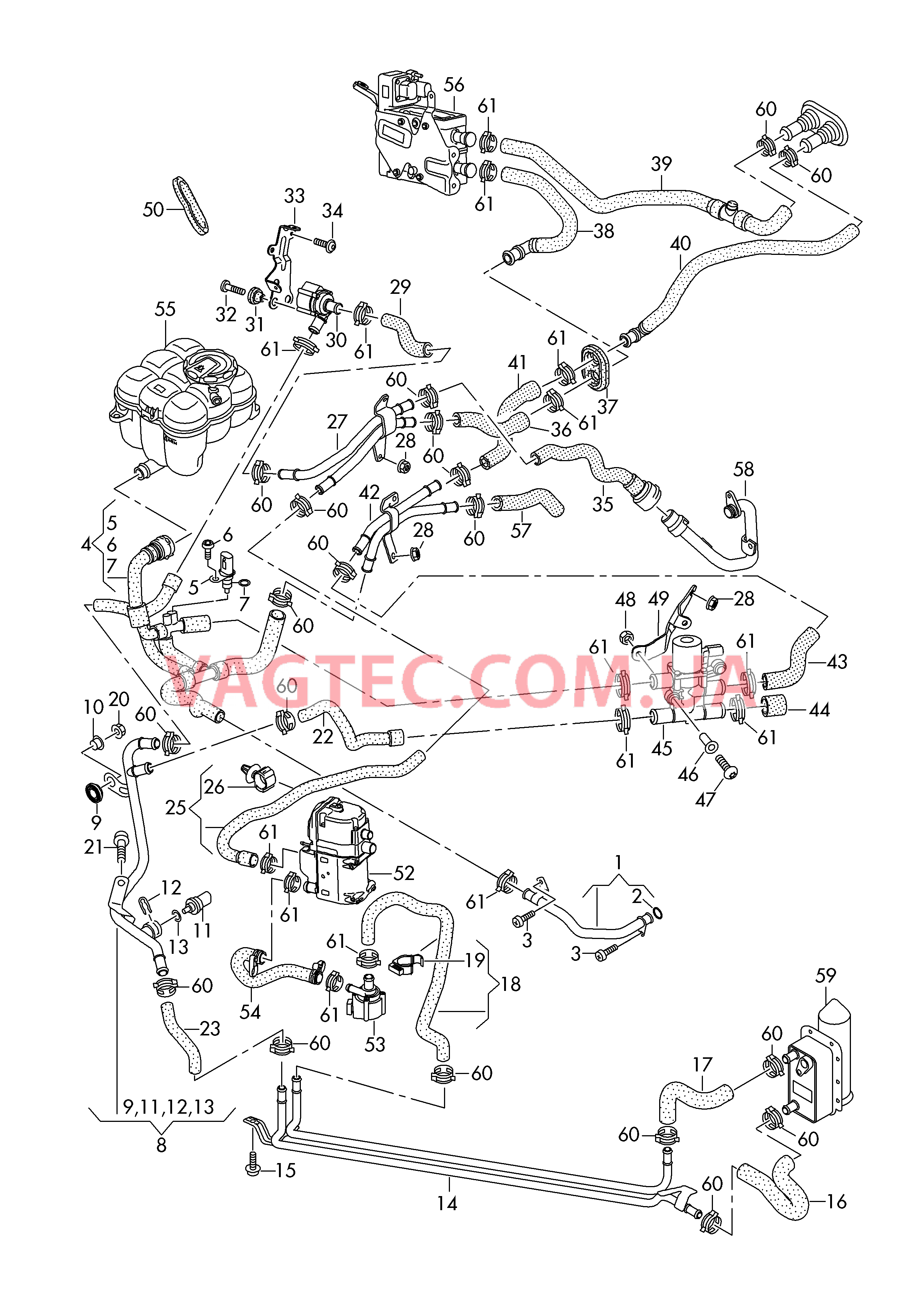 Шланги ОЖ для а/м с автономным отопителем  для а/м с гибридным приводом  для AUDI Q7 2017