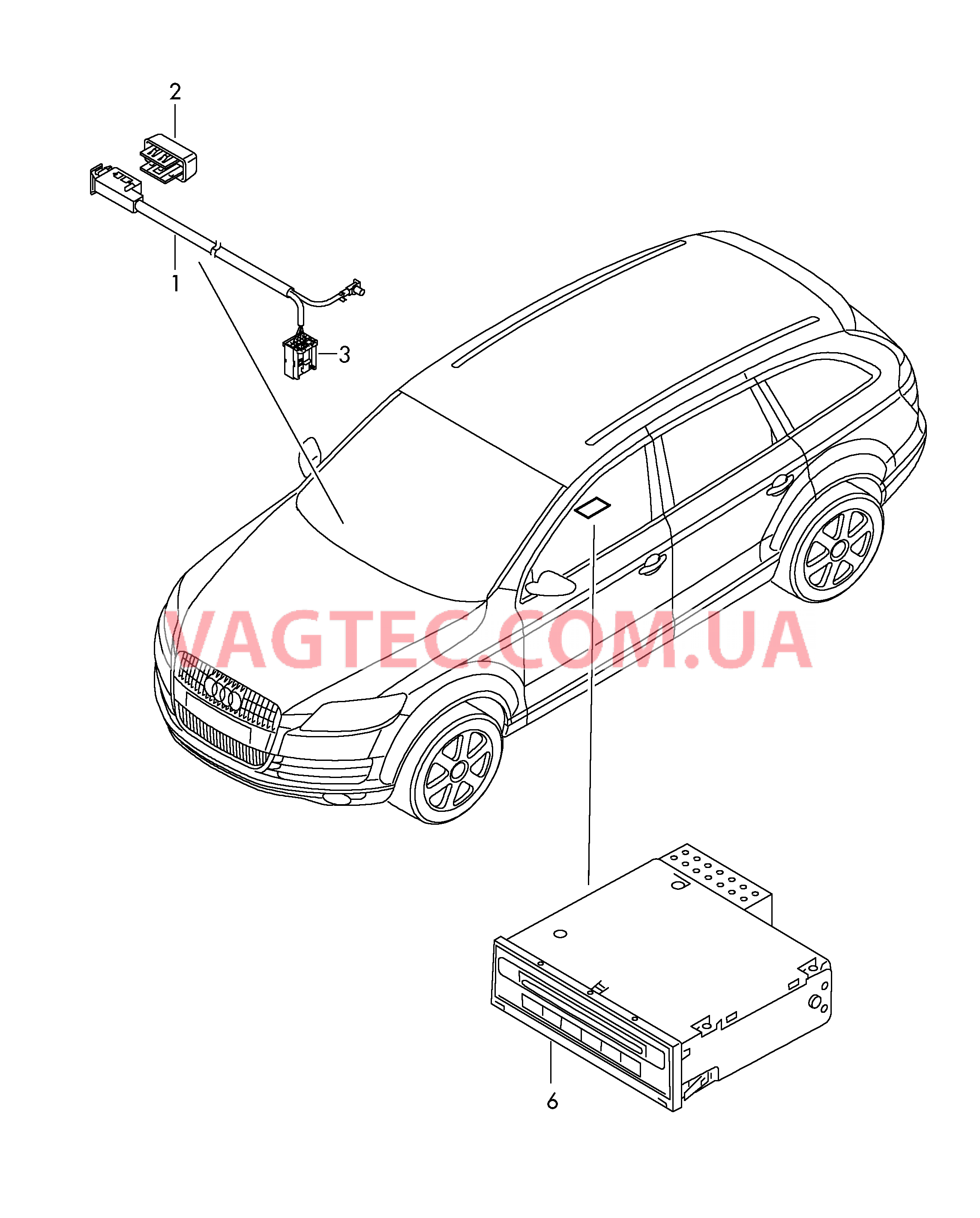 Разъём для подключения внешних аудиоисточников  CD-чейнджер  для AUDI Q7 2012