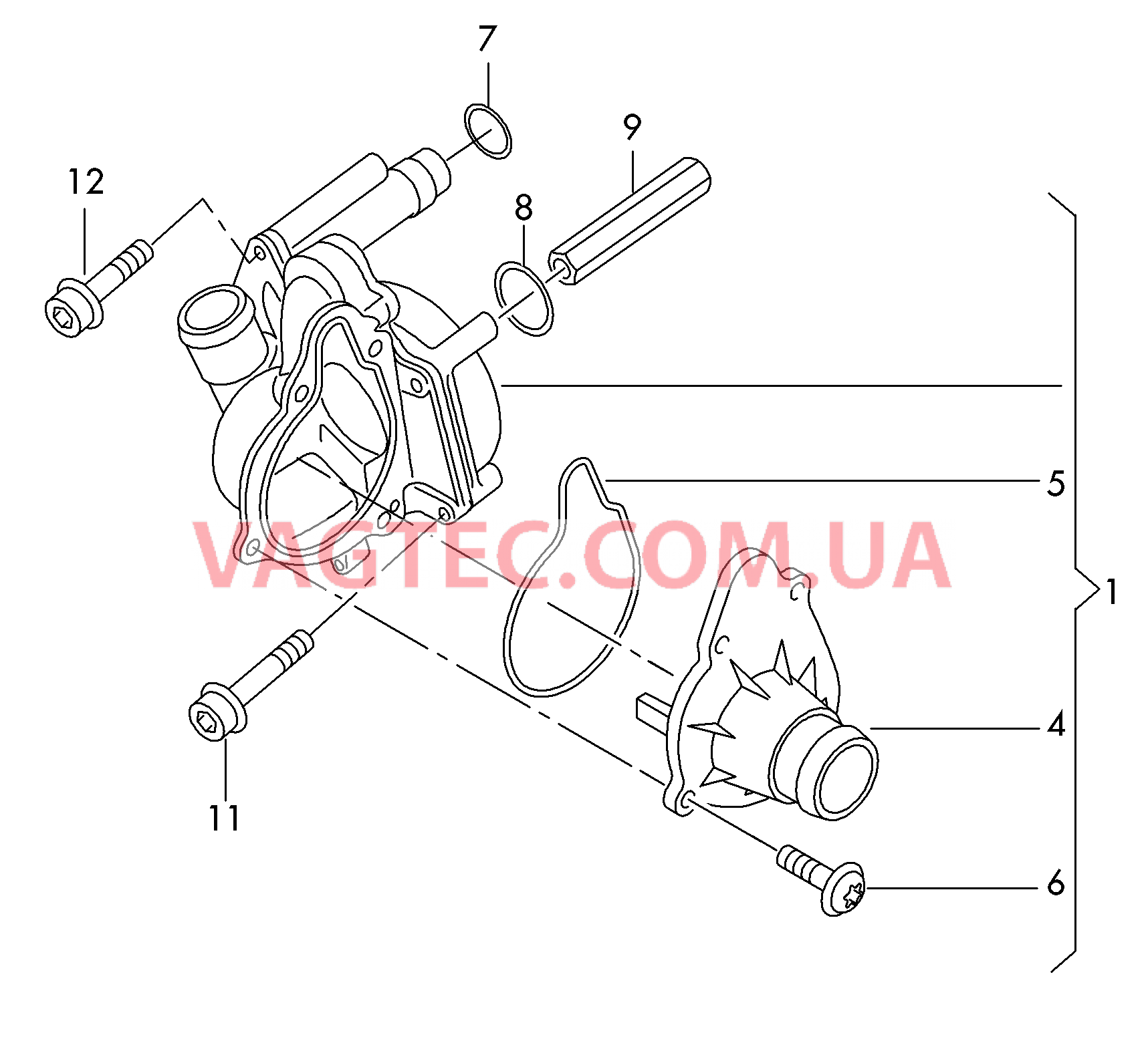 Насос системы охлаждения  для VOLKSWAGEN Touareg 2012
