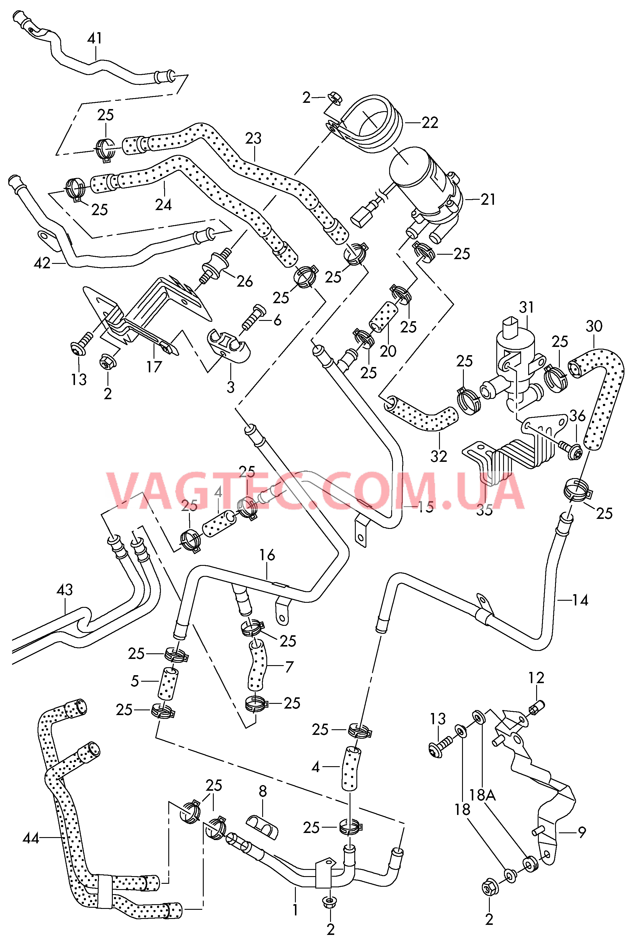 Отопление Шланги ОЖ и трубки  для AUDI Q7 2010