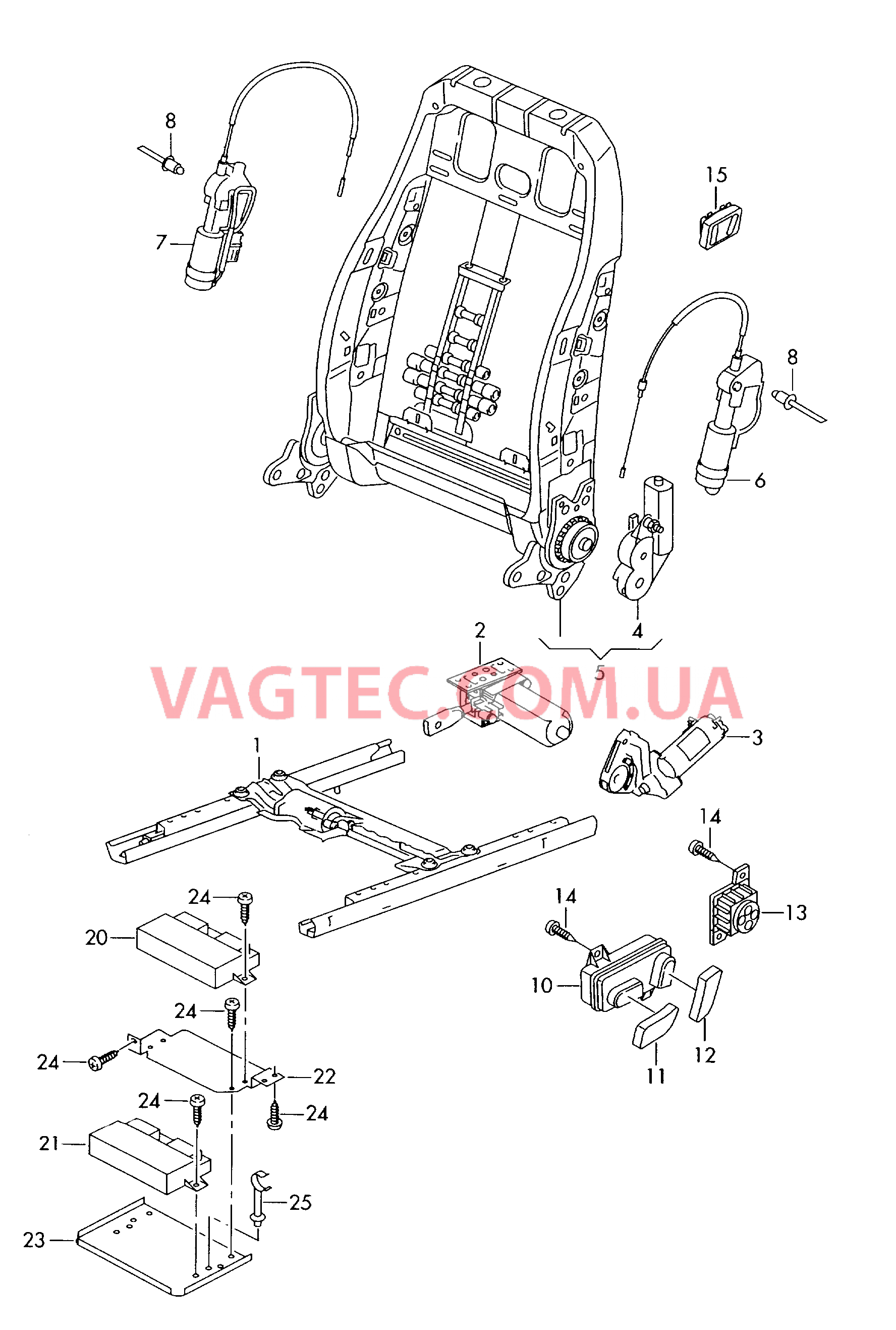 Электрические компоненты регулировки сиденья и спинки  для AUDI RS4C 2008