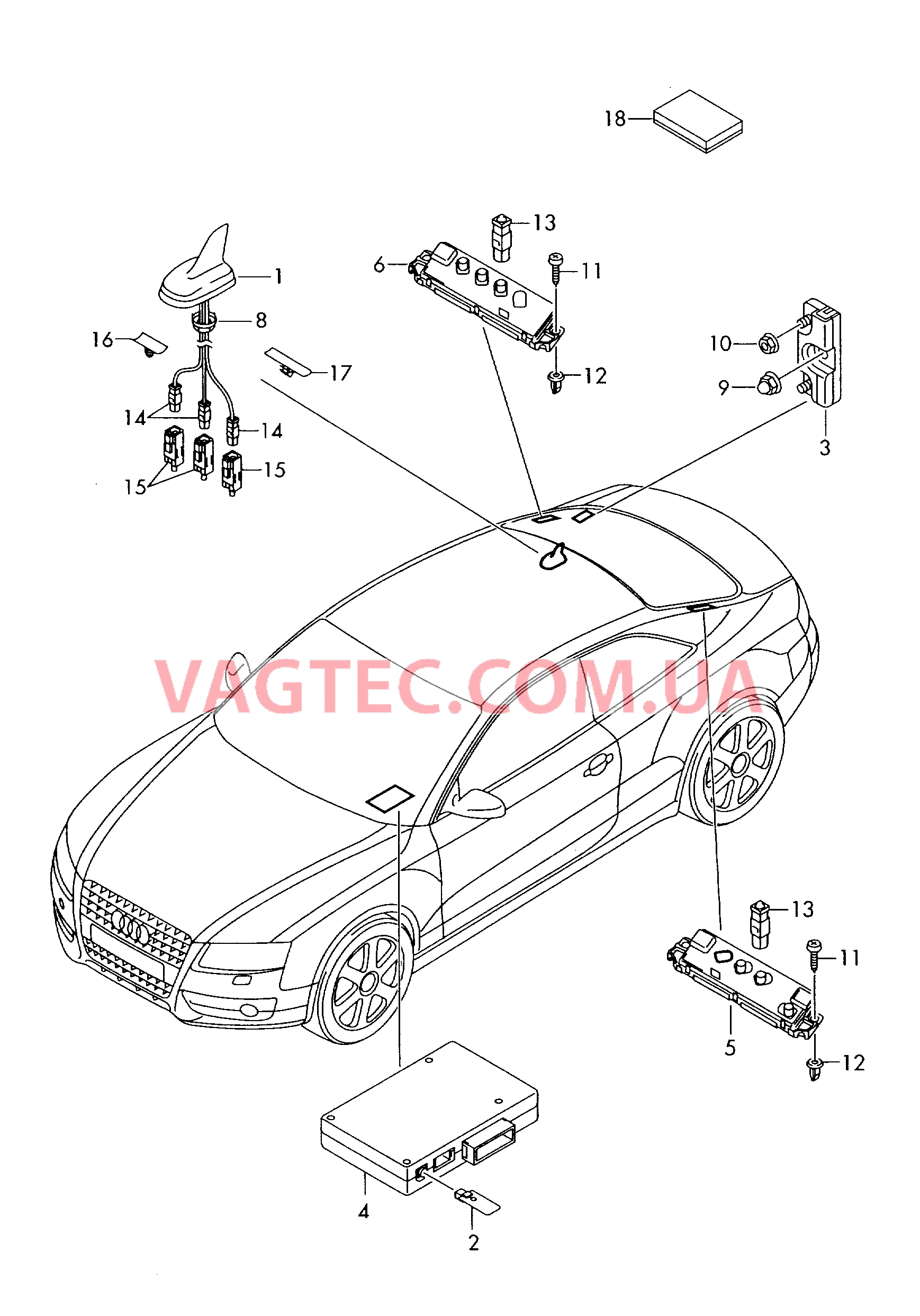 Антенна Усилитель антенны Элементы крепления для антенного усилителя  для AUDI RS5 2010