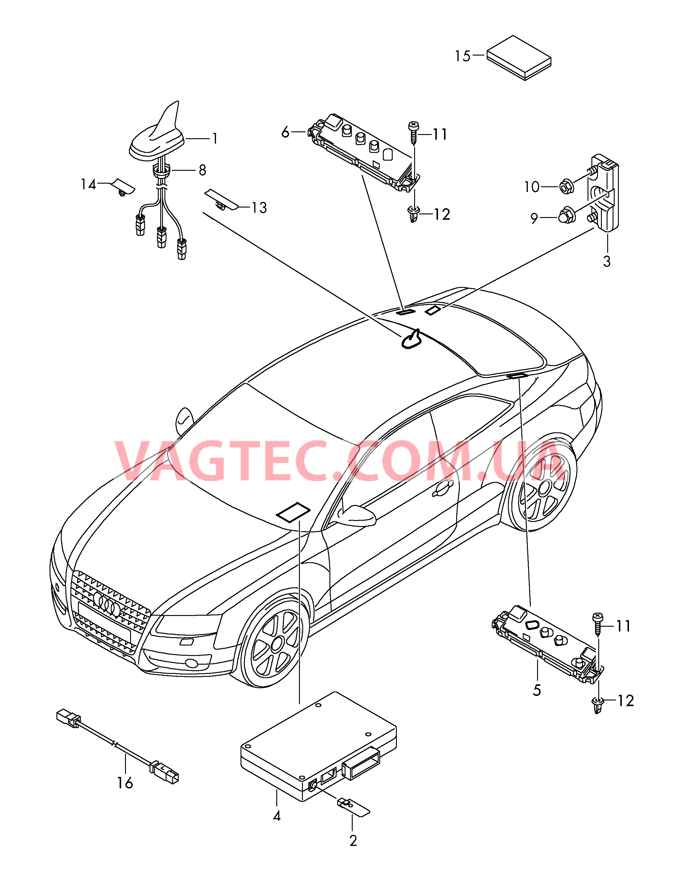 Антенна Усилитель антенны Элементы крепления для антенного усилителя  для AUDI RS5 2012