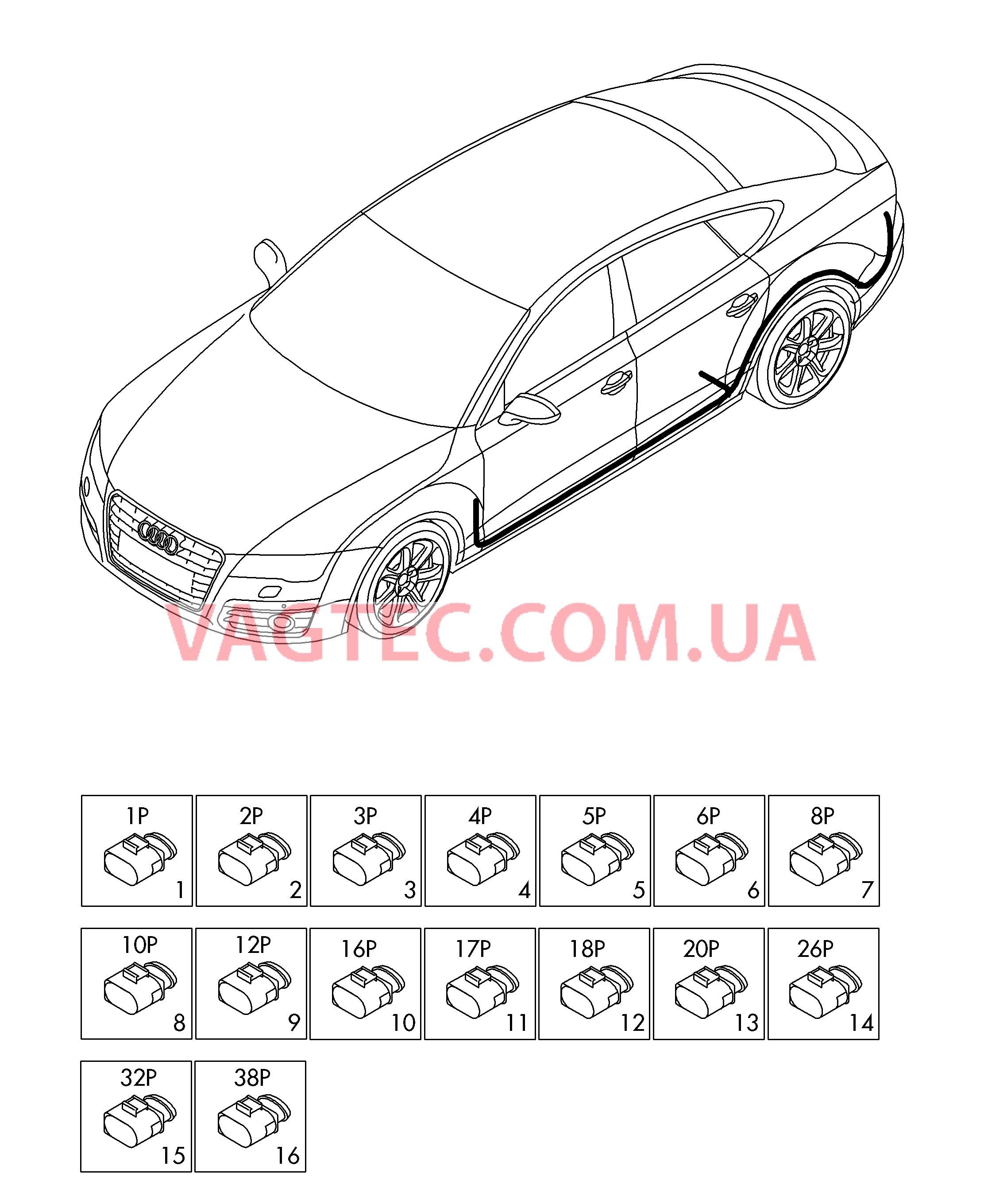 Детали не в сборе Жгут проводов для салона                       Область:  для AUDI A7 2013