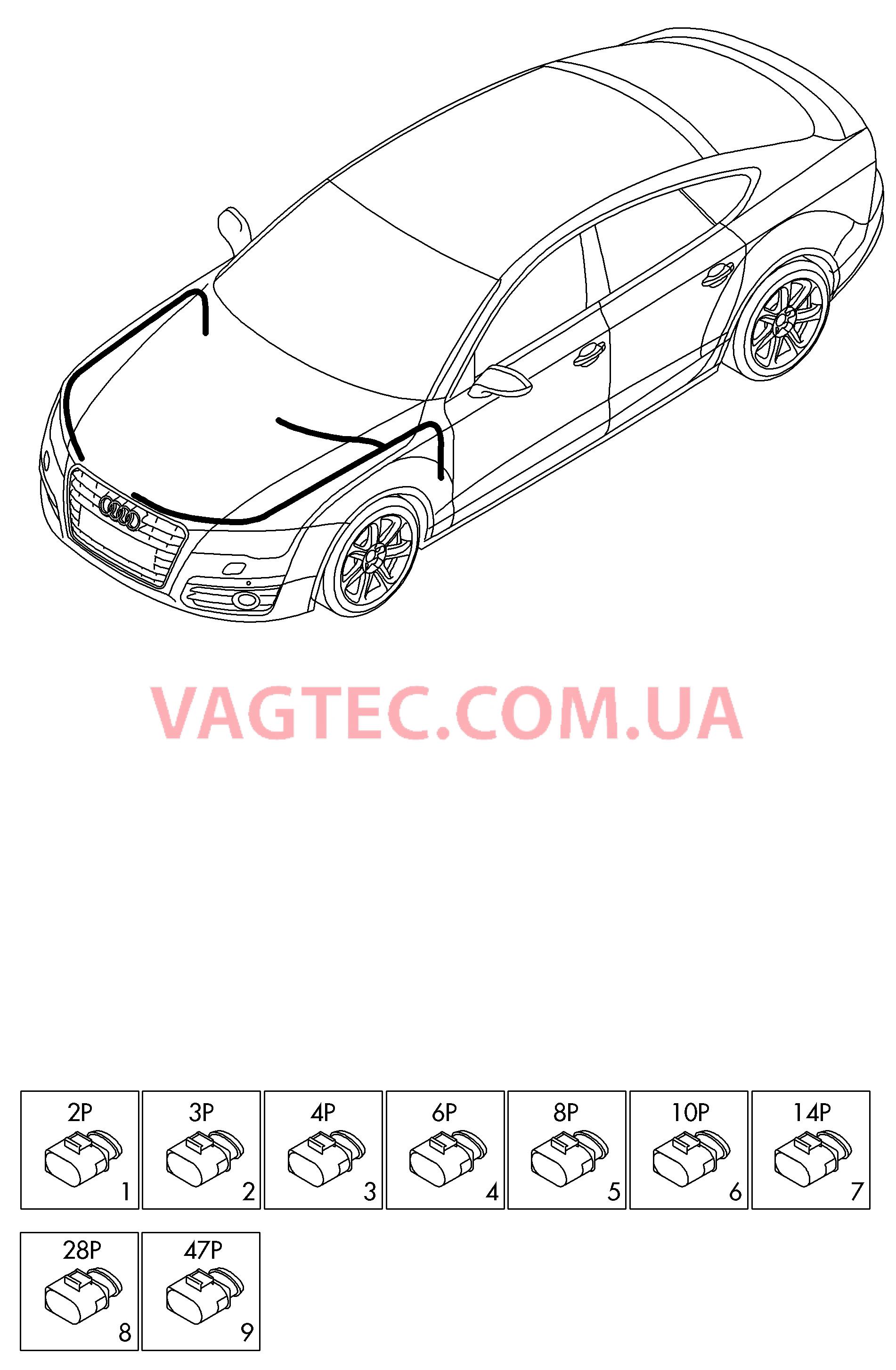 Детали не в сборе Жгут проводов для салона                       Область:  для AUDI RS7 2015