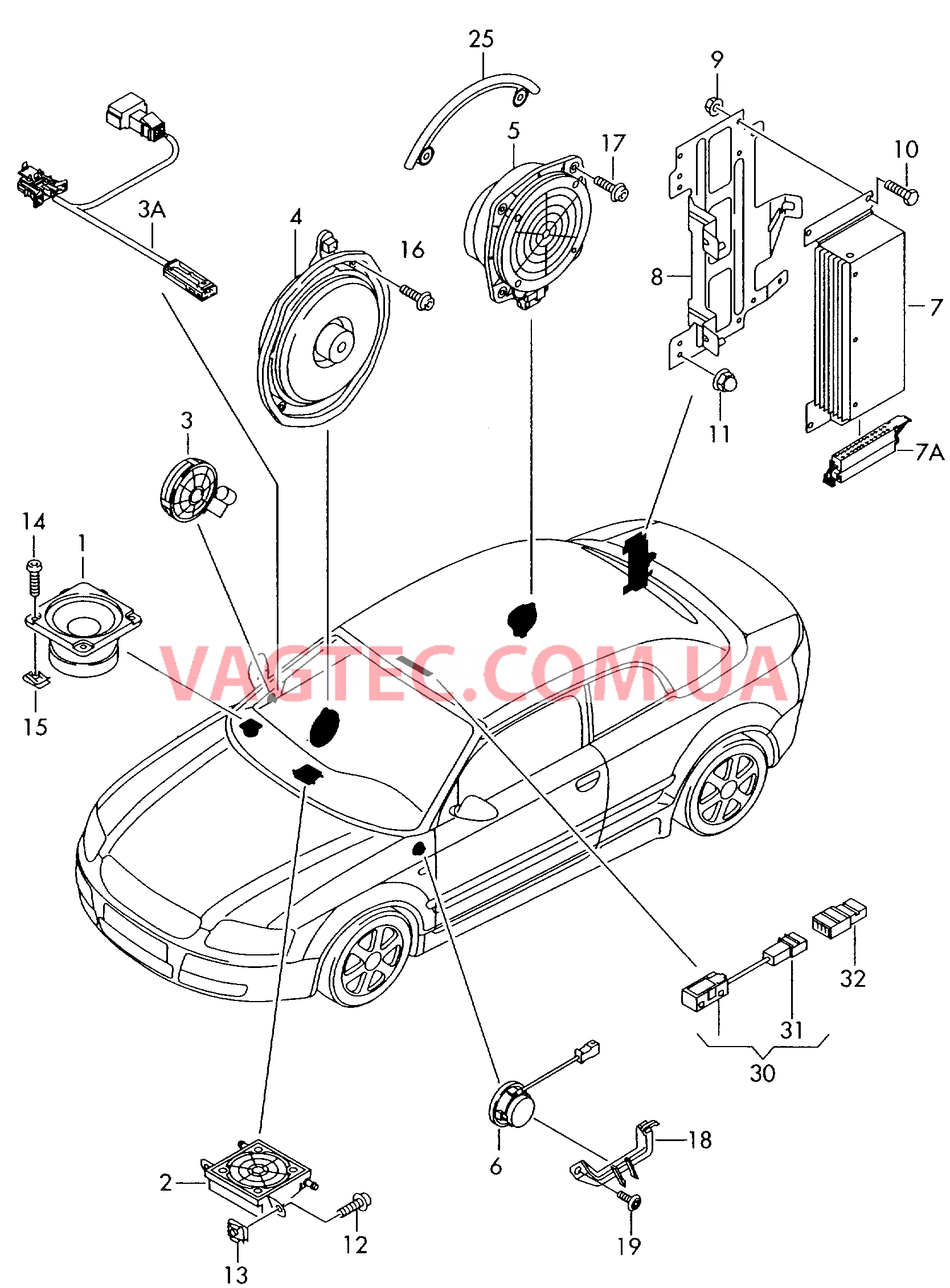 Электрические детали акустической системы  для AUDI RS4C 2008