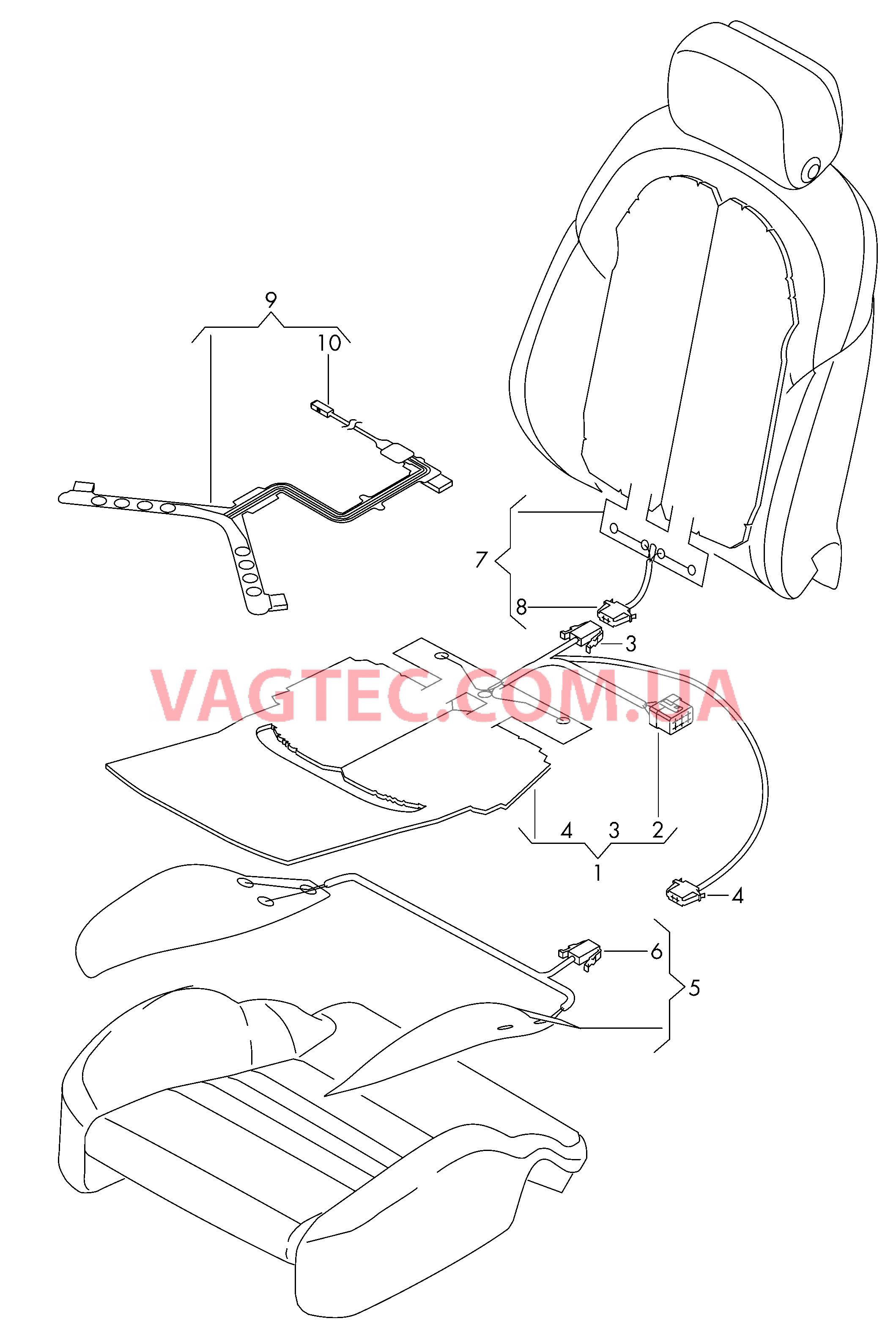 Нагревательный элемент спинки и подушки сиденья  Вставка распознавания занятости сиденья  для AUDI A6 2017