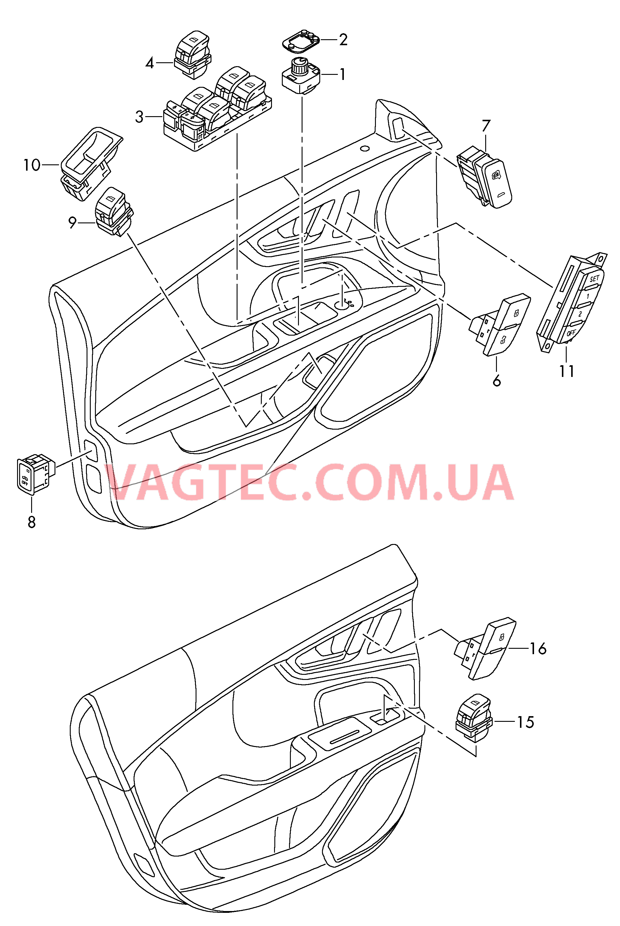 Выключатель в обивке двери  для AUDI RS7 2016