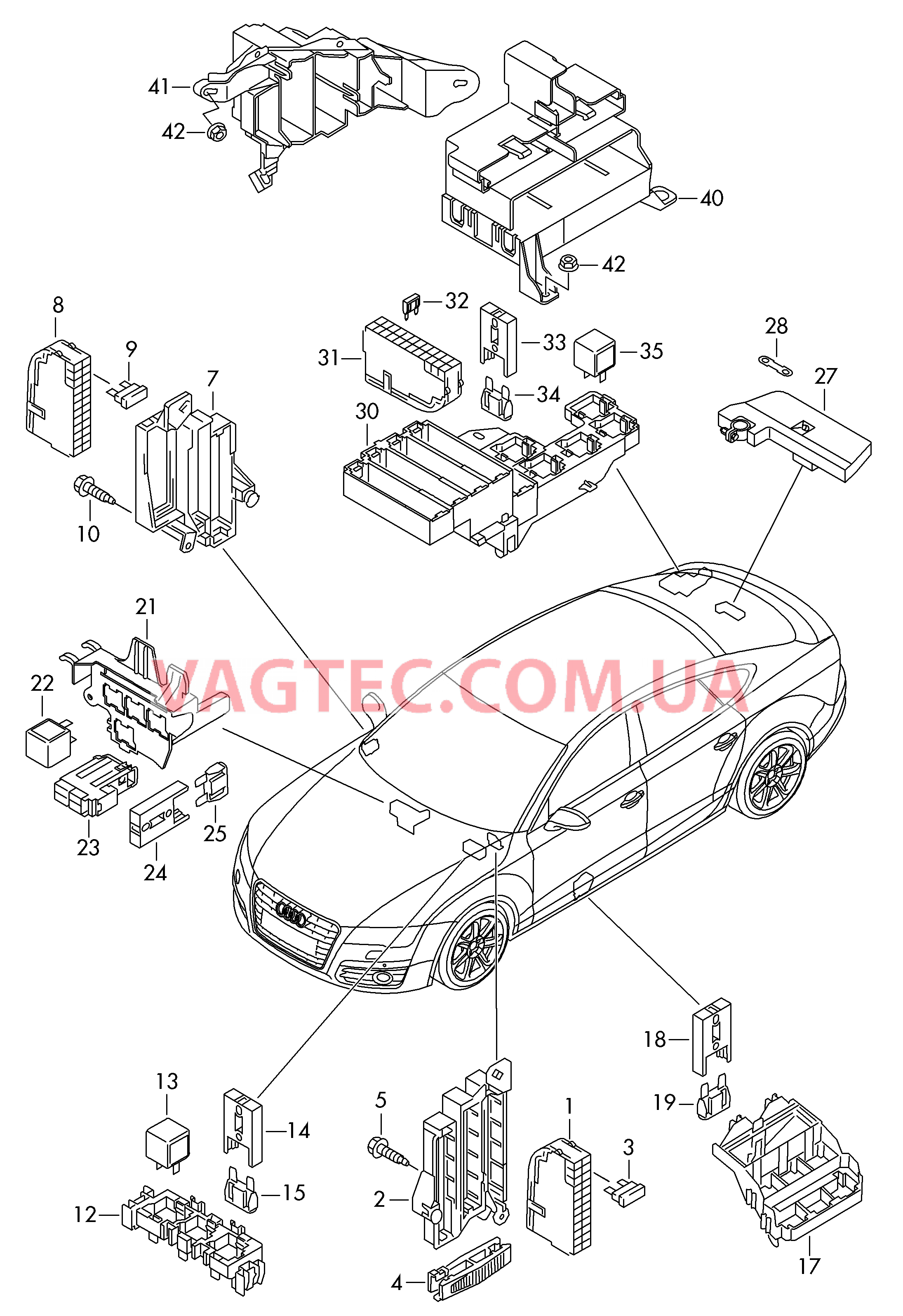 Конт. колодка плавк. предохр. Колодка реле и реле  для AUDI RS7 2014