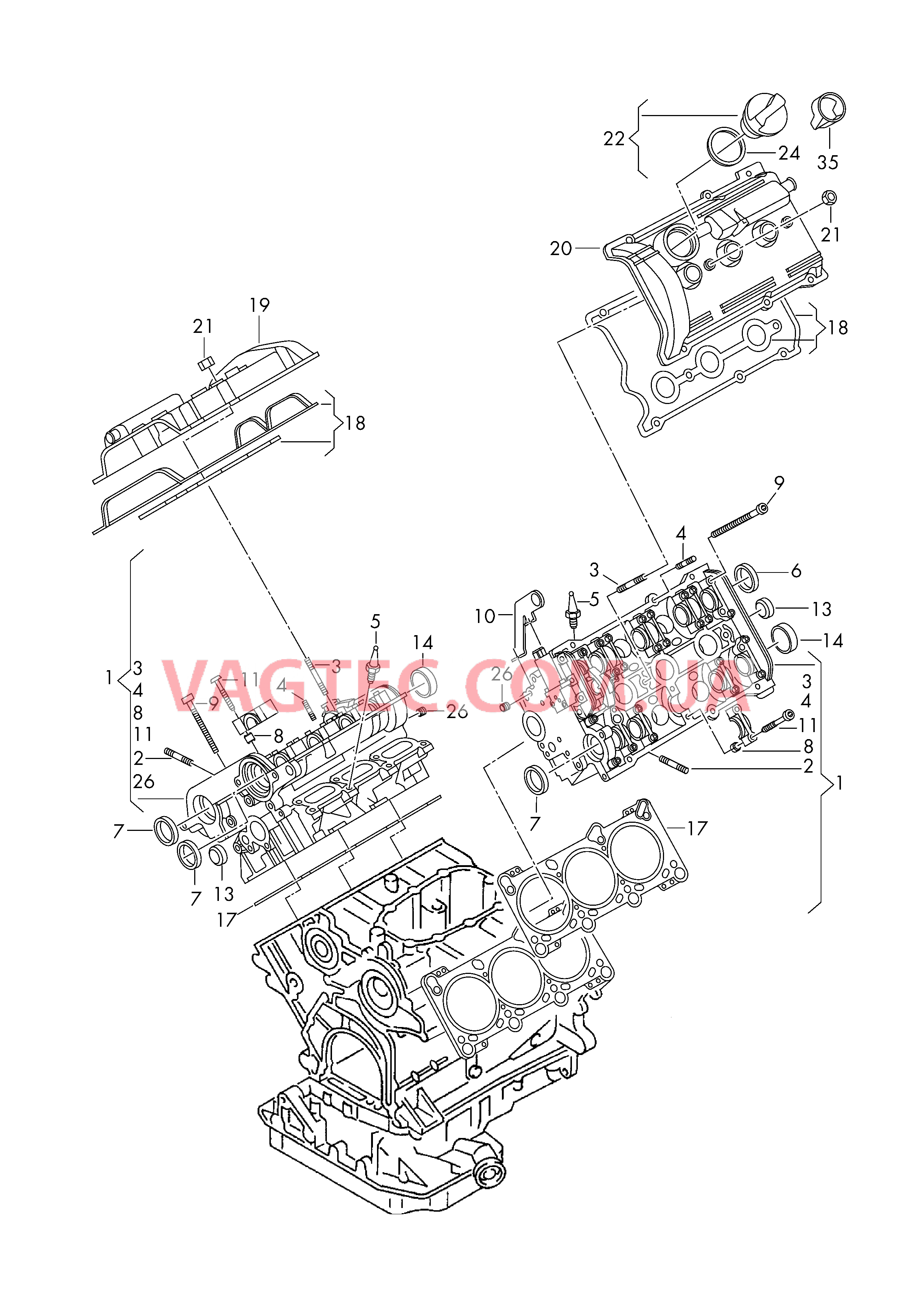 Головка блока цилиндров Крышка ГБЦ  для AUDI A4 2002