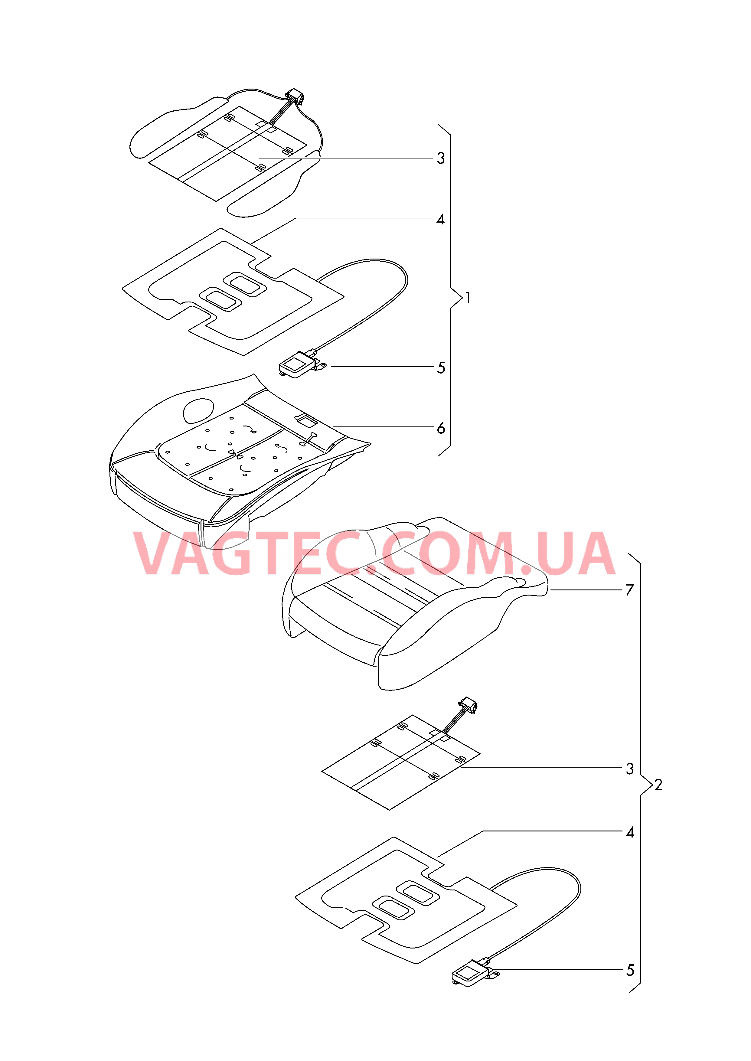 Подушка сиденья Cист. распозн. занят. сиденья Cмотри руководство по ремонту  для AUDI RS7 2016