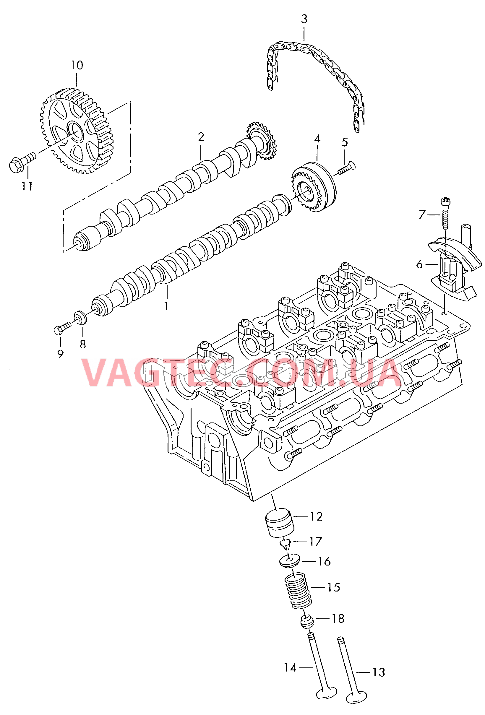 Распределительный вал, клапаны  для AUDI A4 2002