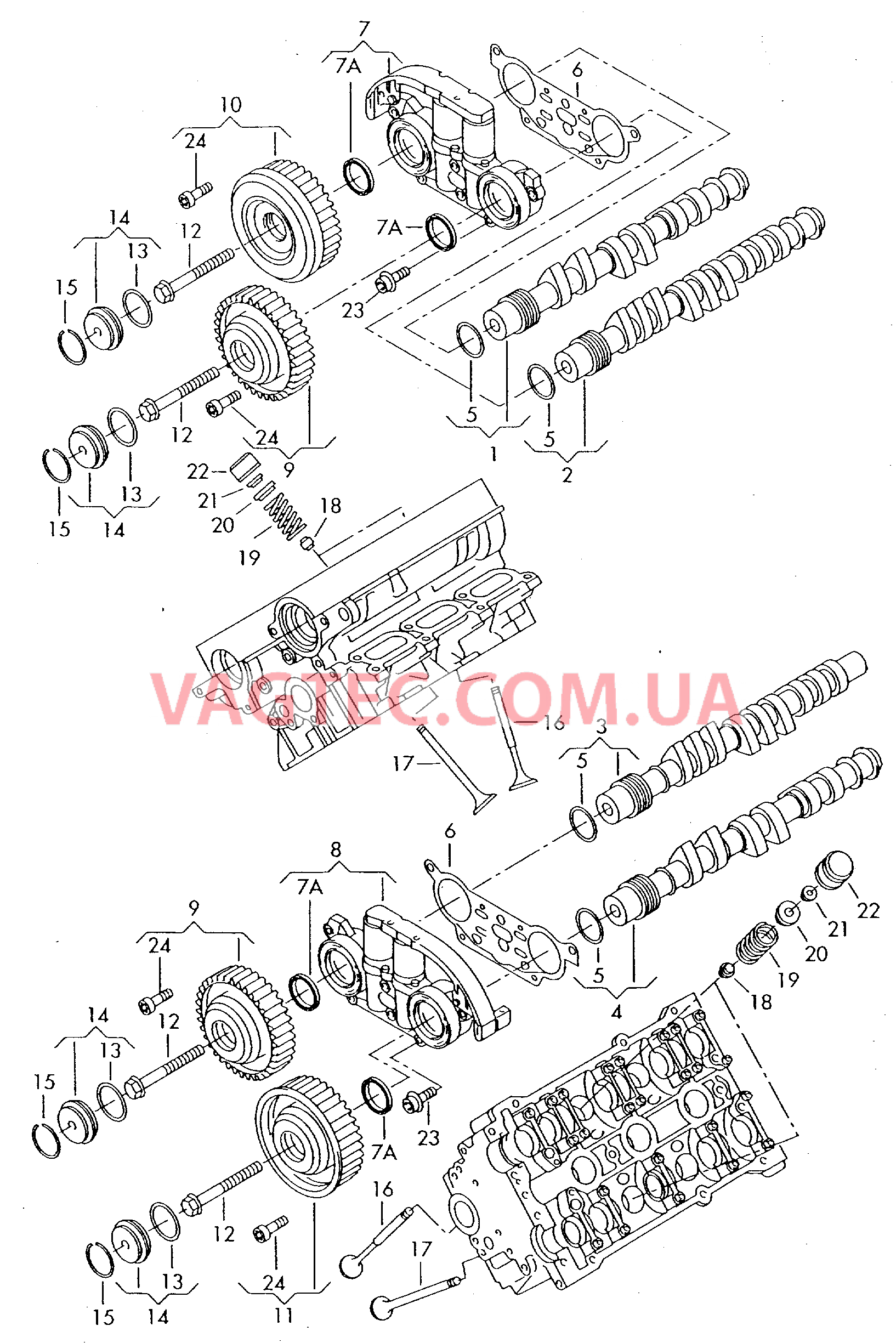 Распределительный вал, клапаны  для AUDI A4 2003