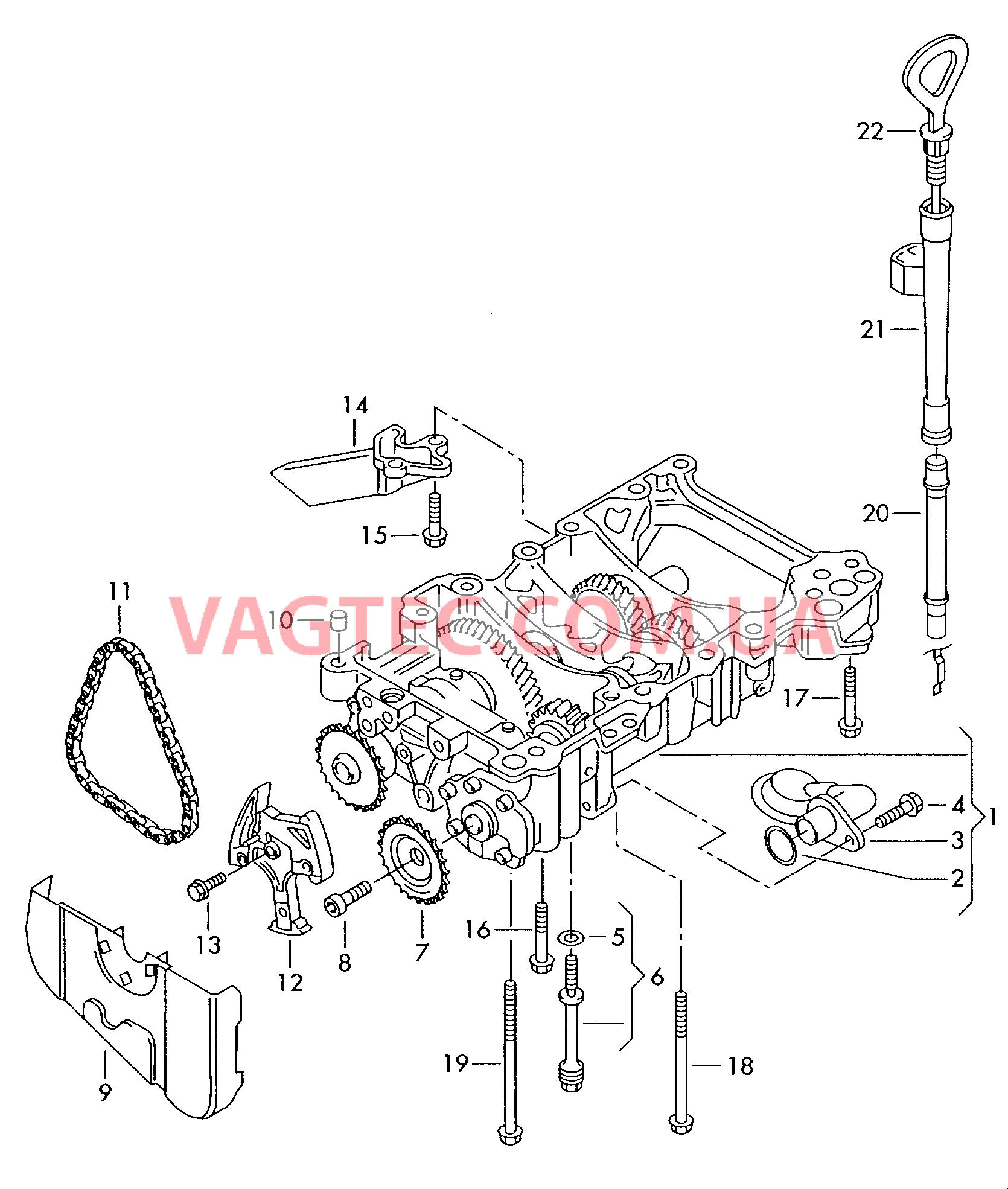 Насос, масляный Маслоизмерительный щуп Вал, балансирный  для VOLKSWAGEN Passat 2002