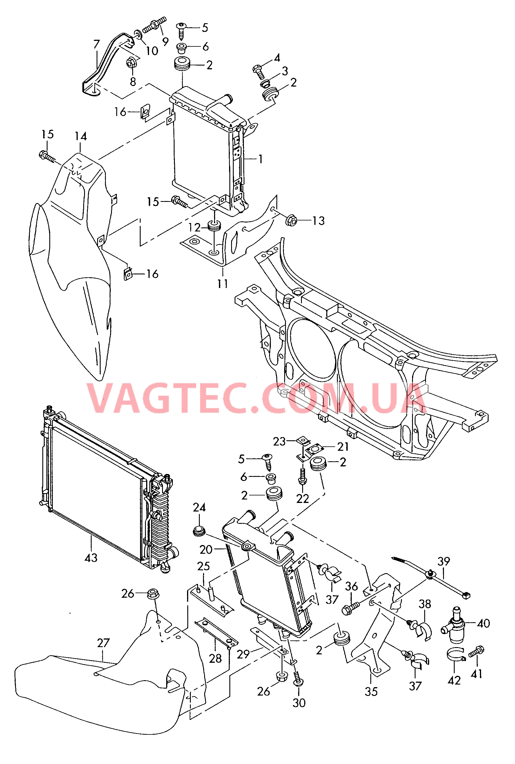 Дополнительный радиатор ОЖ Воздуховод  для AUDI A4Q 2001-1