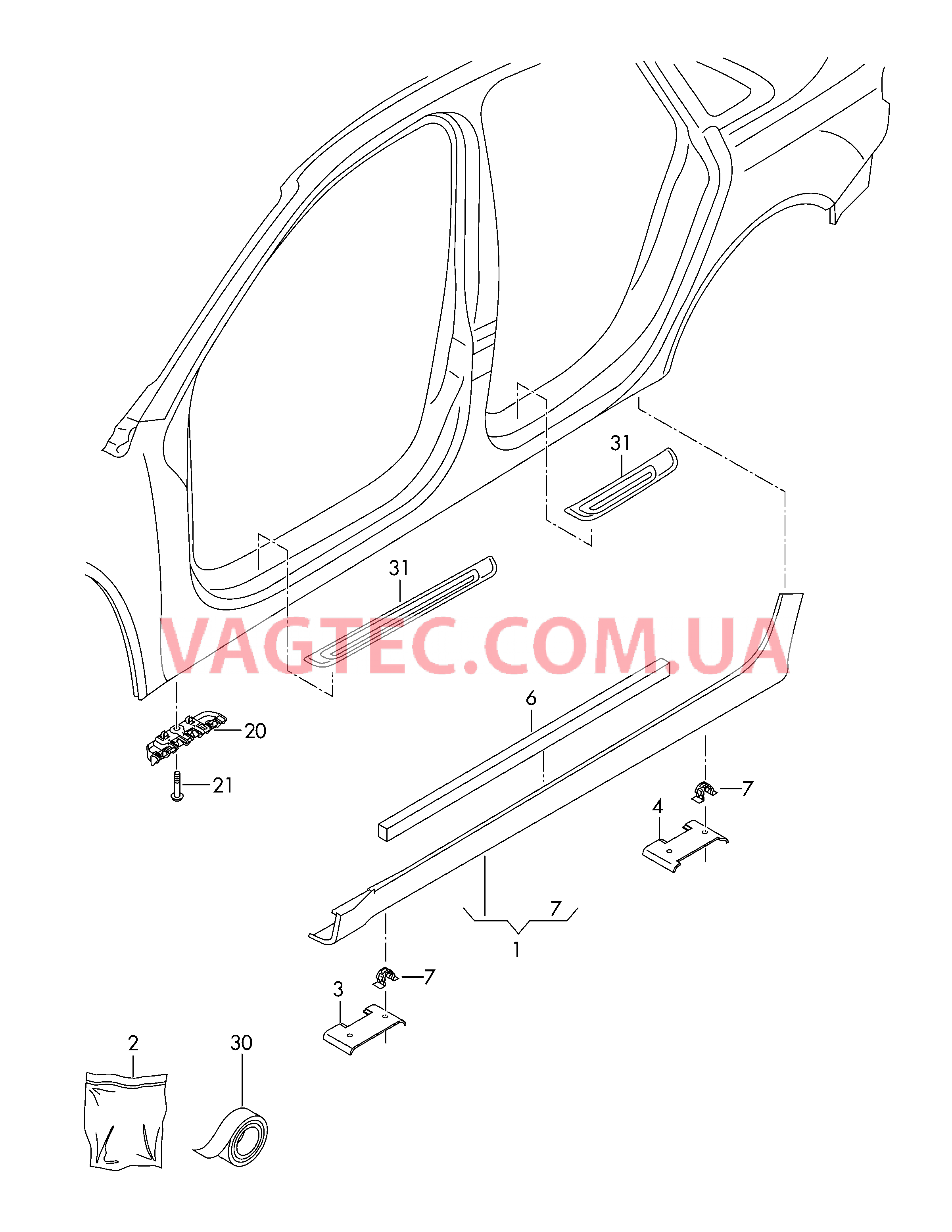 Облицовка порога  для AUDI RS5C 2018