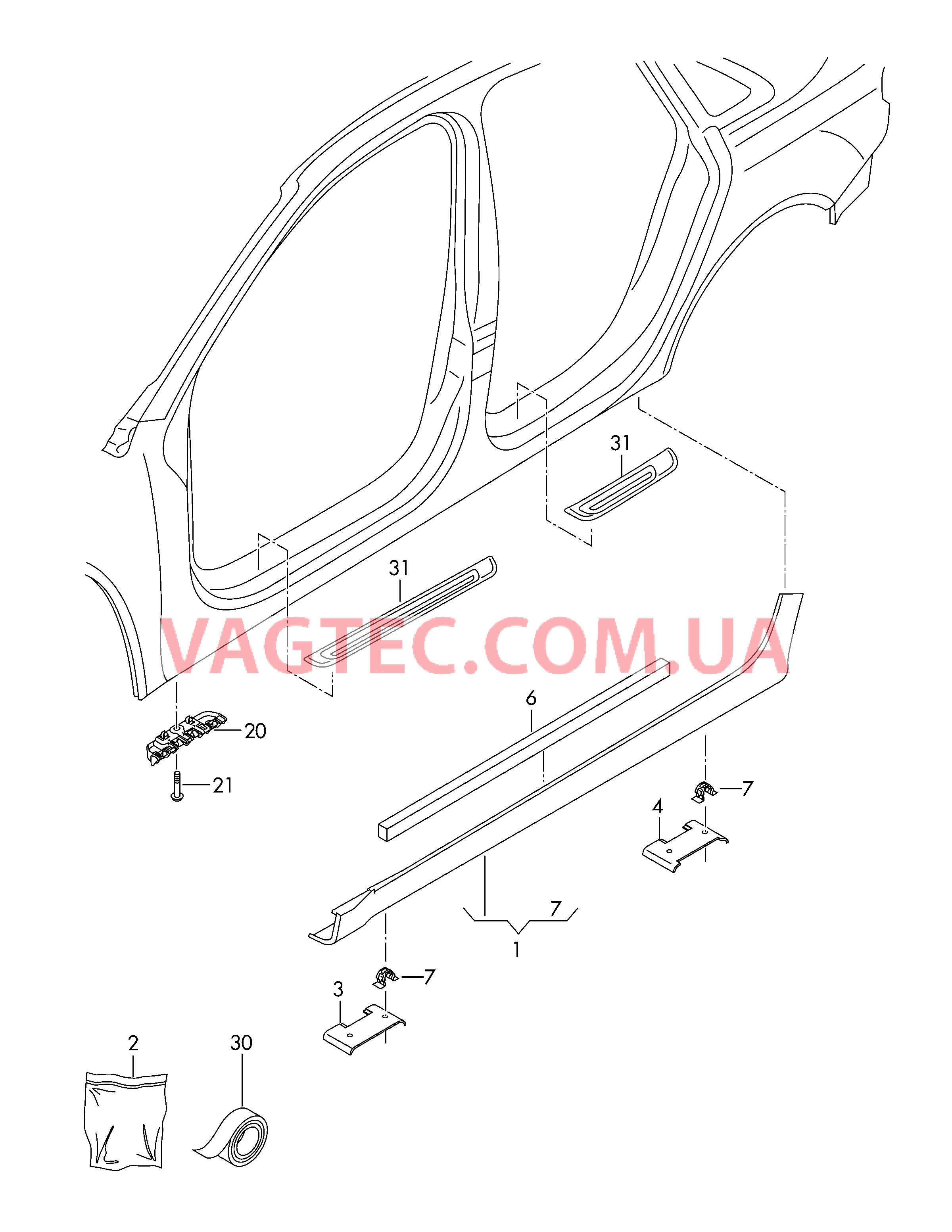 Облицовка порога  для AUDI RS7 2014