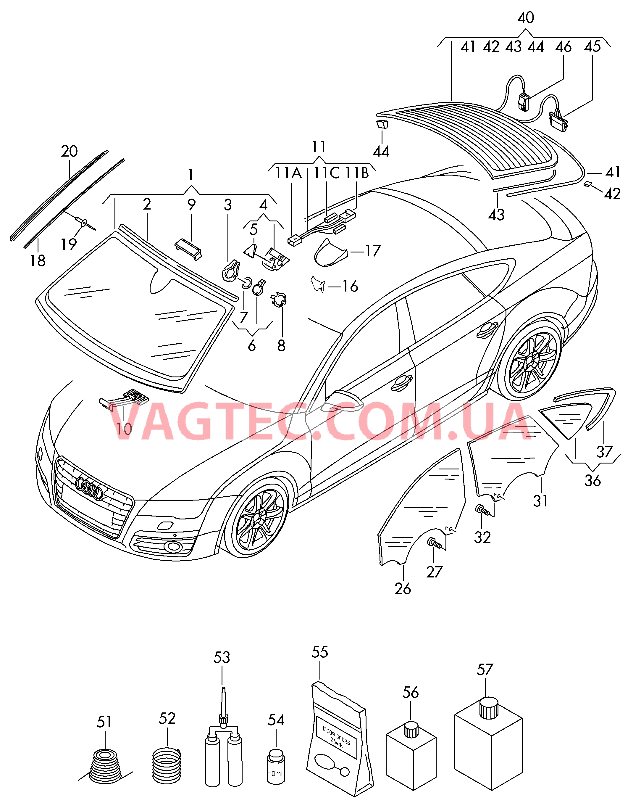 Стёкла  для AUDI A7 2017