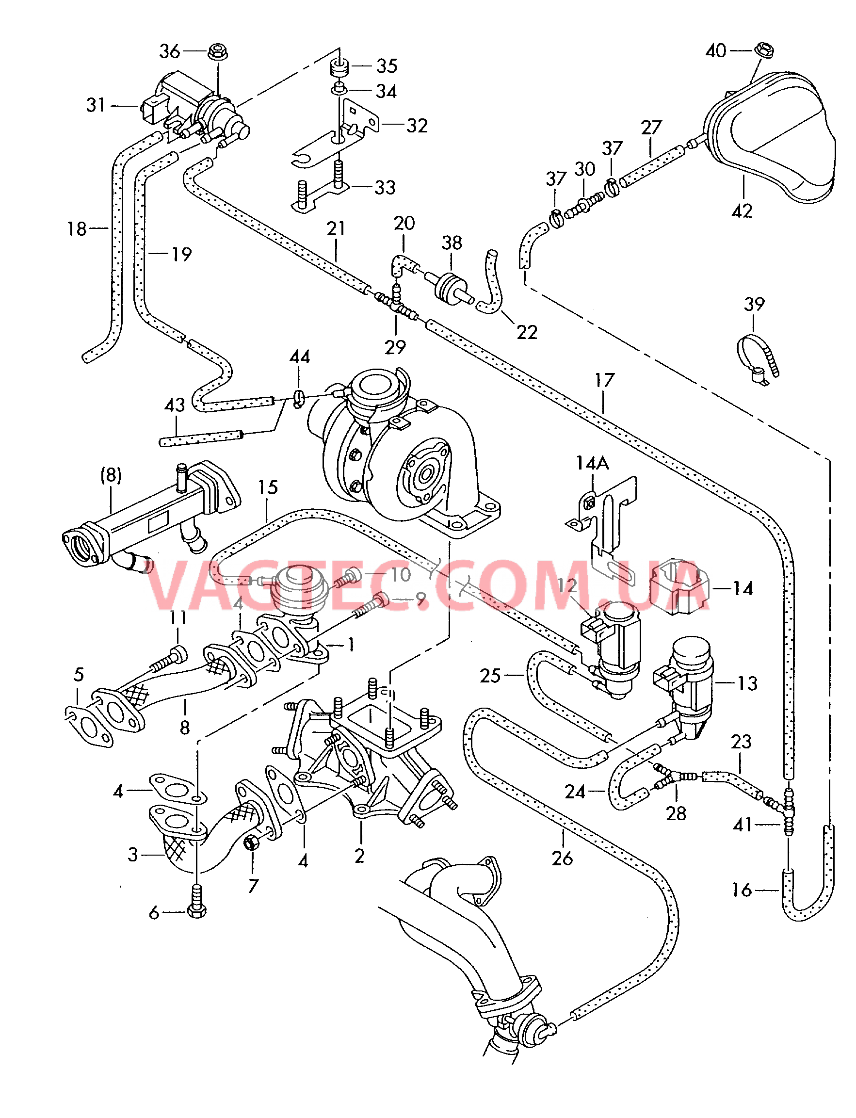 Вакуумная система Рециркуляция ОГ  для AUDI A4 2002