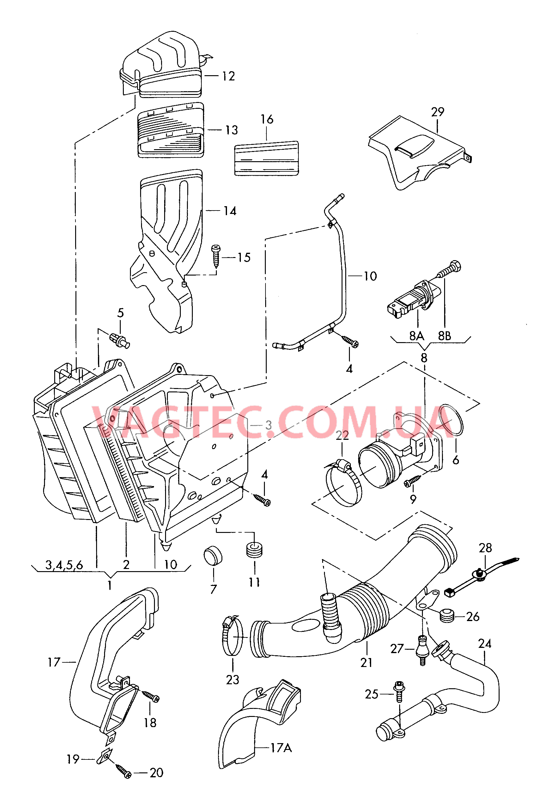 Возд. фильтр с сопутств. деталями  для AUDI A4Q 2007