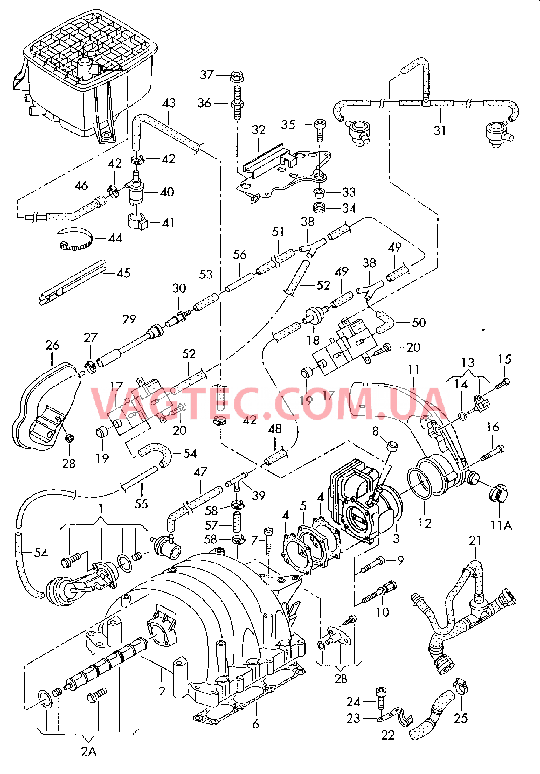 Cистема впуска воздуха Вакуумная система Cистема улавл. паров топлива Эжекционный насос  для AUDI A4Q 2004