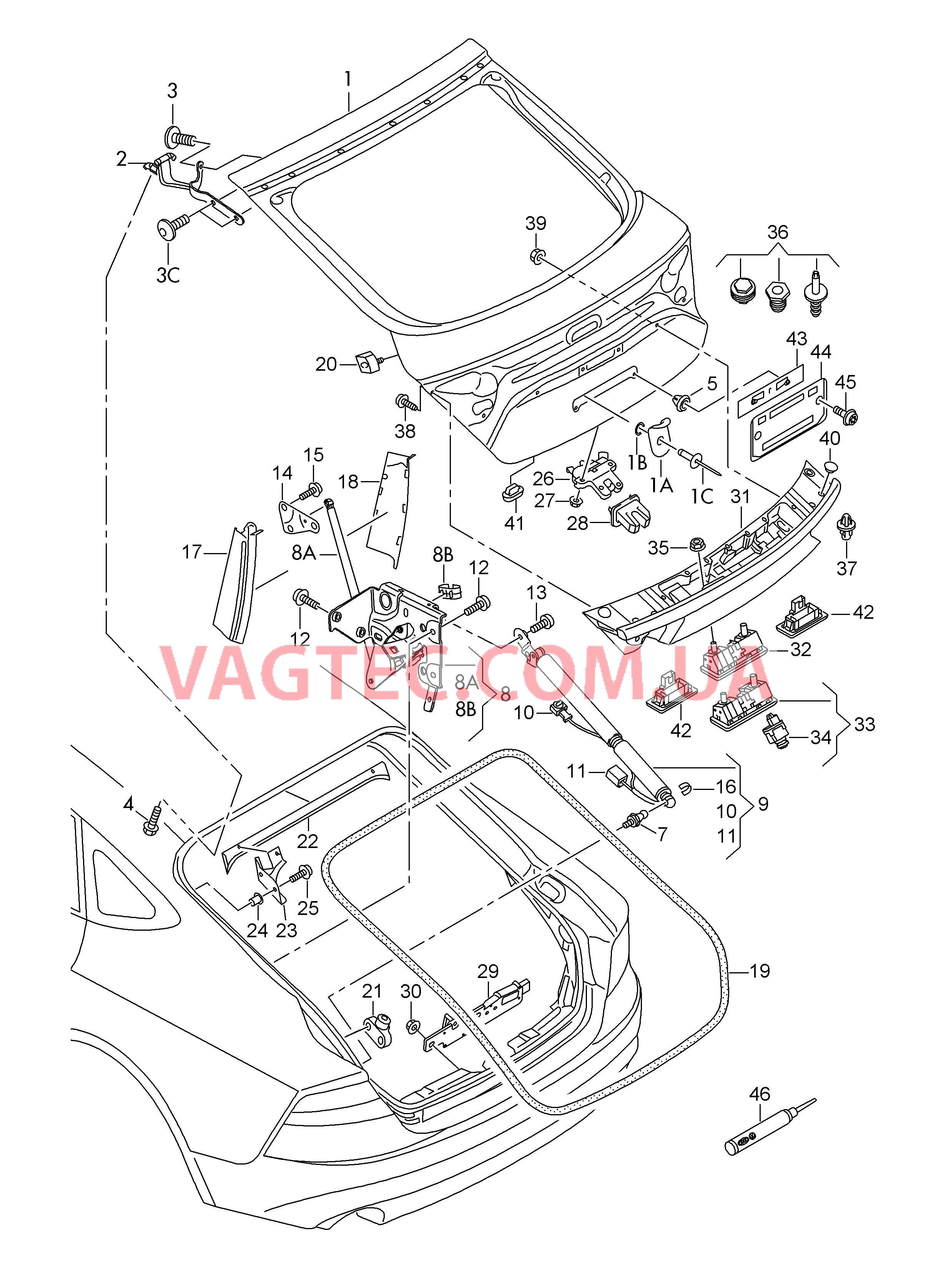 Крышка багажного отсека  для AUDI RS7 2017