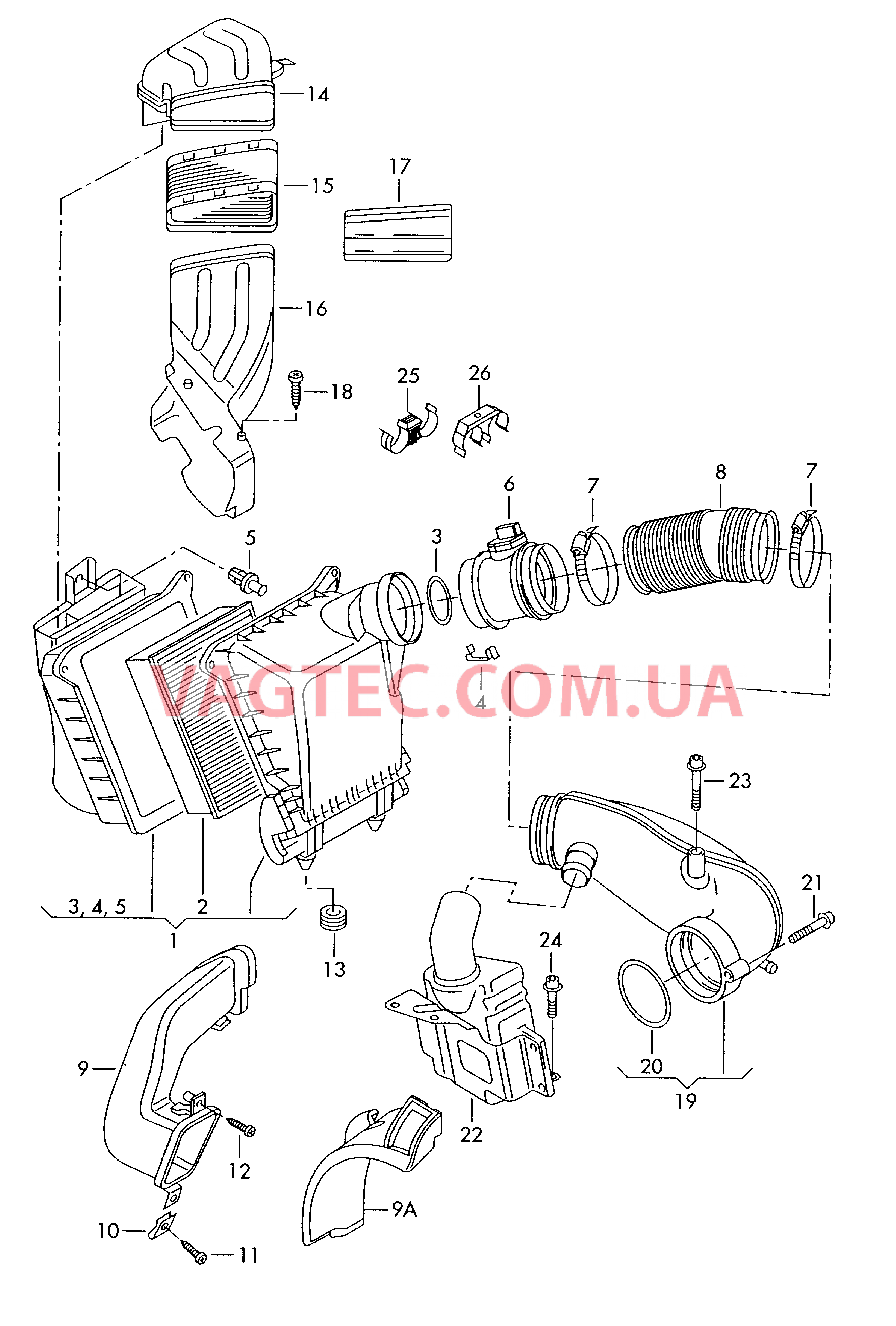 Возд. фильтр с сопутств. деталями  для AUDI A4 2005-1