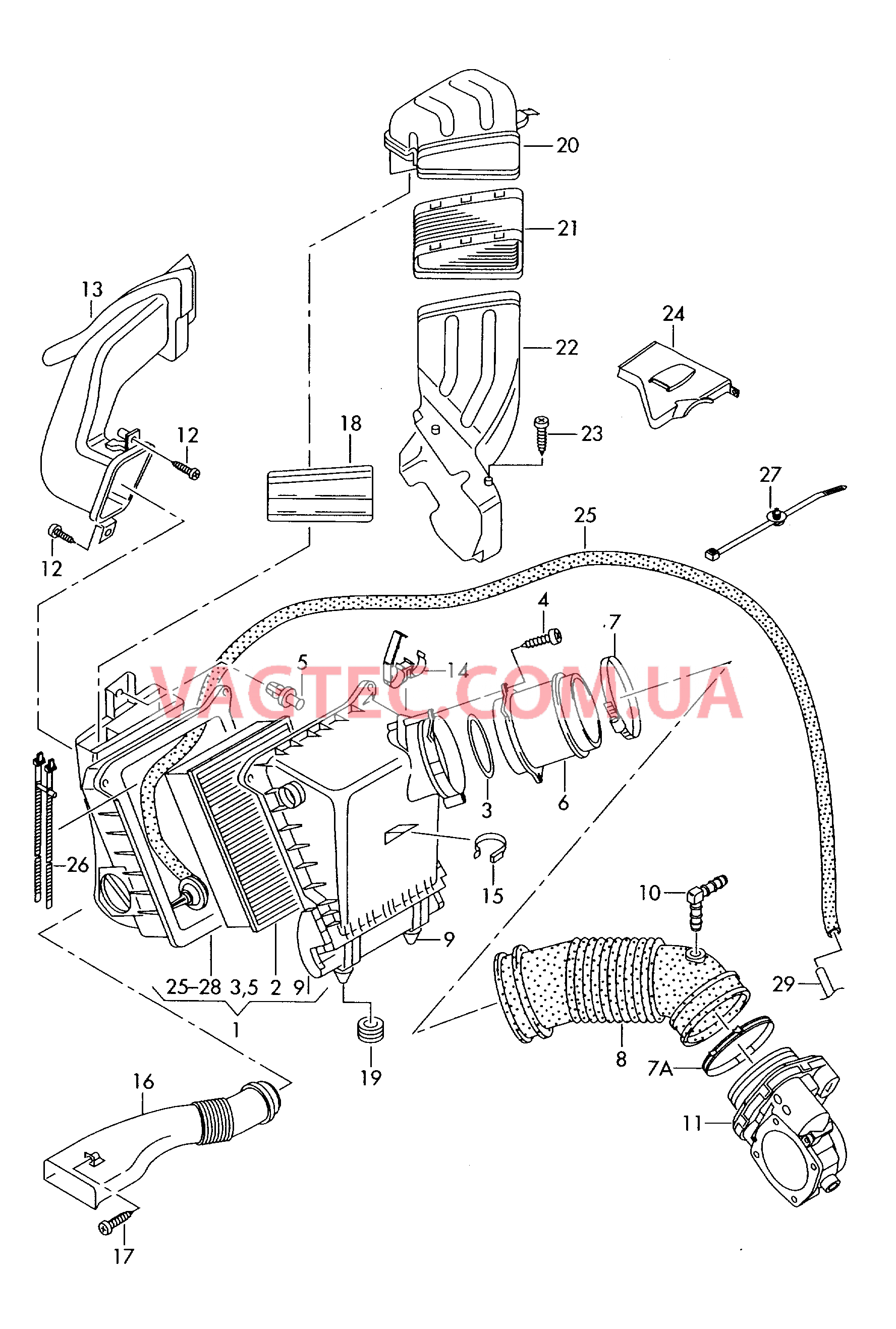 Возд. фильтр с сопутств. деталями  для AUDI A4Q 2002