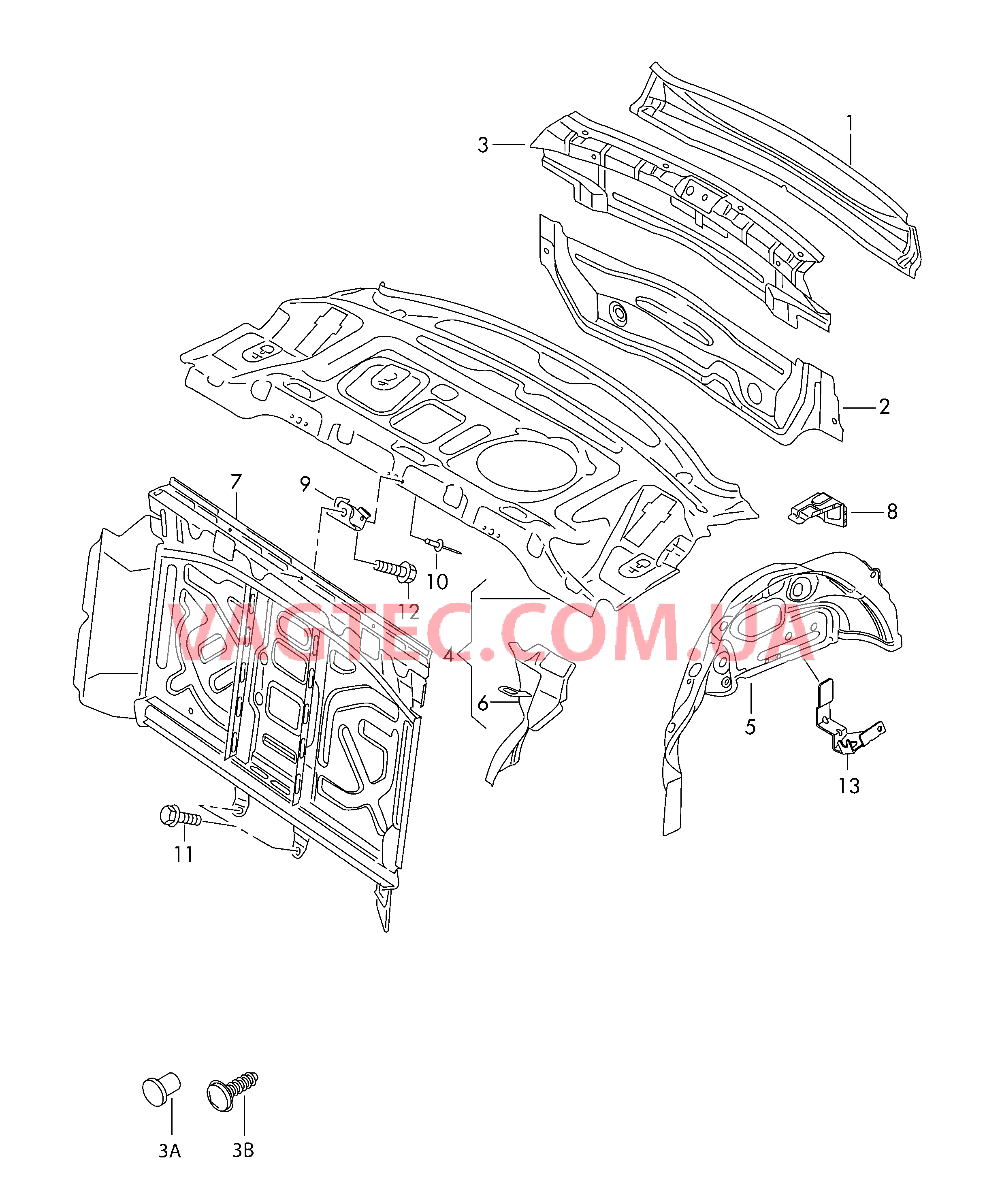  AUDI A5 / S5 Задняя панель  AUDI A5 / S5 Cтенка задняя  AUDI A5 / S5 Внутренняя часть арки колеса  для AUDI A5 2008